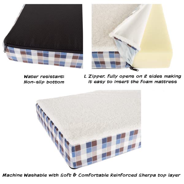 Orthopedic Dog Bed for Large Dogs - 2-Layer Memory Foam Support with Removable Sherpa Cover & Extra Replacement Cover - Perfect for Senior Dogs & Joint Pain Relief - Gray Pet Bed for Bedroom, Living Room & Crate Use