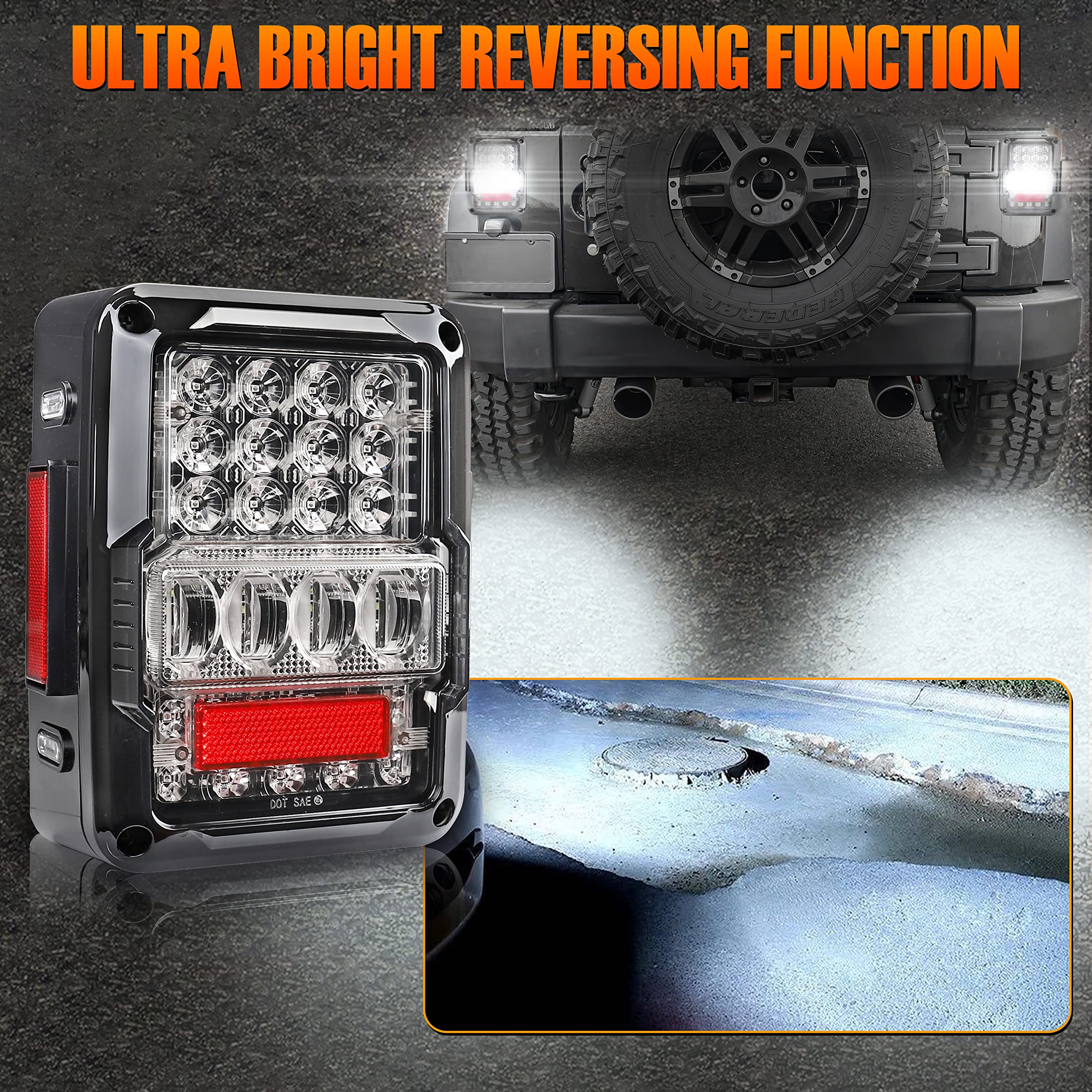 1 XGATML Fannuo JK LED Tail Lights - 4D Clear Lens Wrangler Taillights with Brake Light for Jeep Wrangler JK 2007-2018 - Upgrade Your Off-Road Vehicle Lighting for Night Driving & Adventure