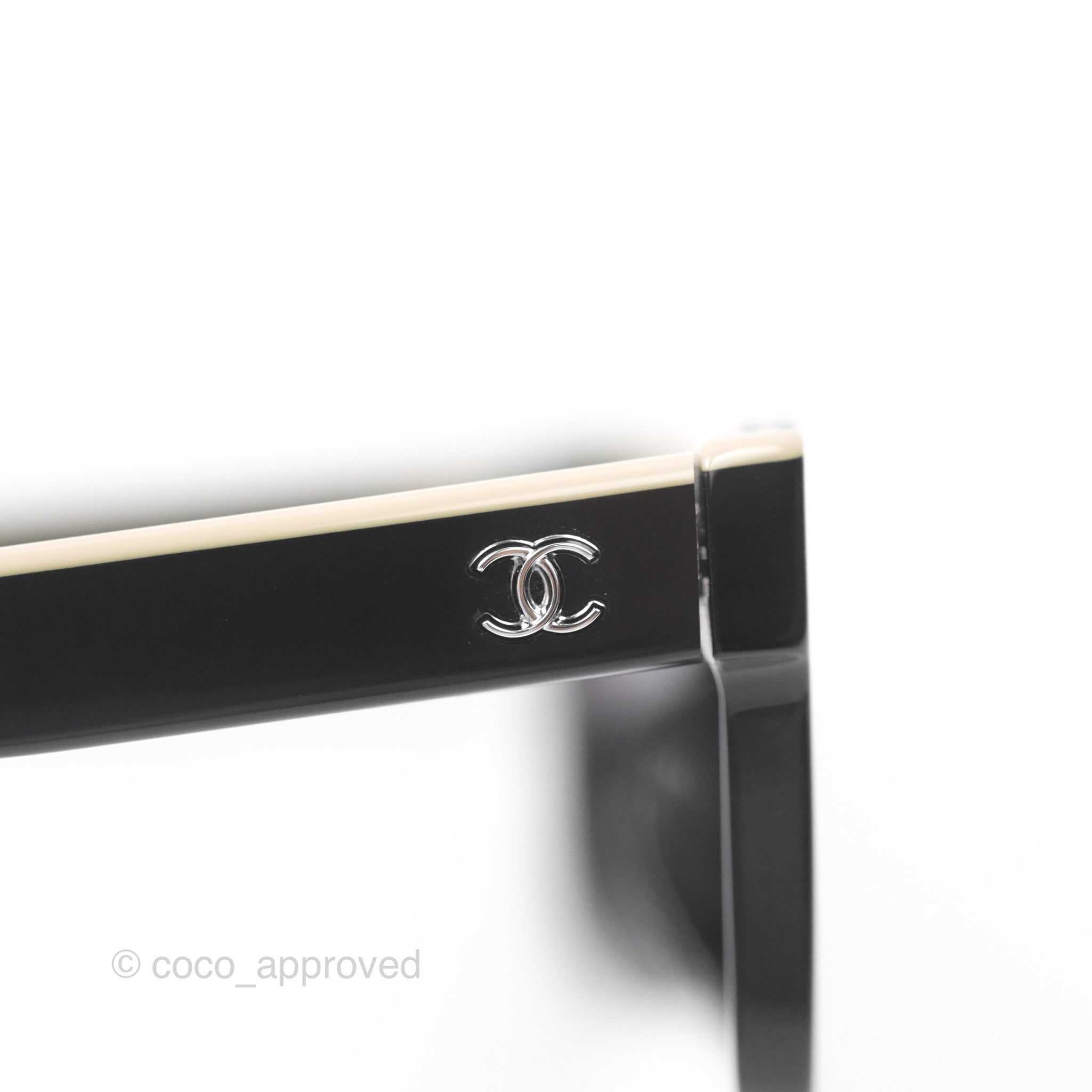 Chanel Acetate Square Sunglasses for Women - Classic Black/Beige Frame with UV Protection - Perfect for Beach, Driving & Fashion Outfits