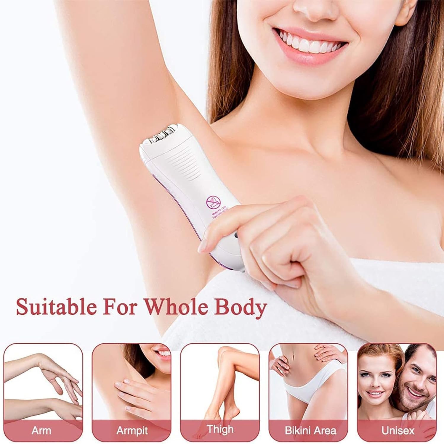 Electric Epilator for Women - Painless Hair Removal for Legs, Arms, Bikini & Face | Portable Rechargeable Ladies Shaver Trimmer | Perfect for Travel, Home & Salon Use