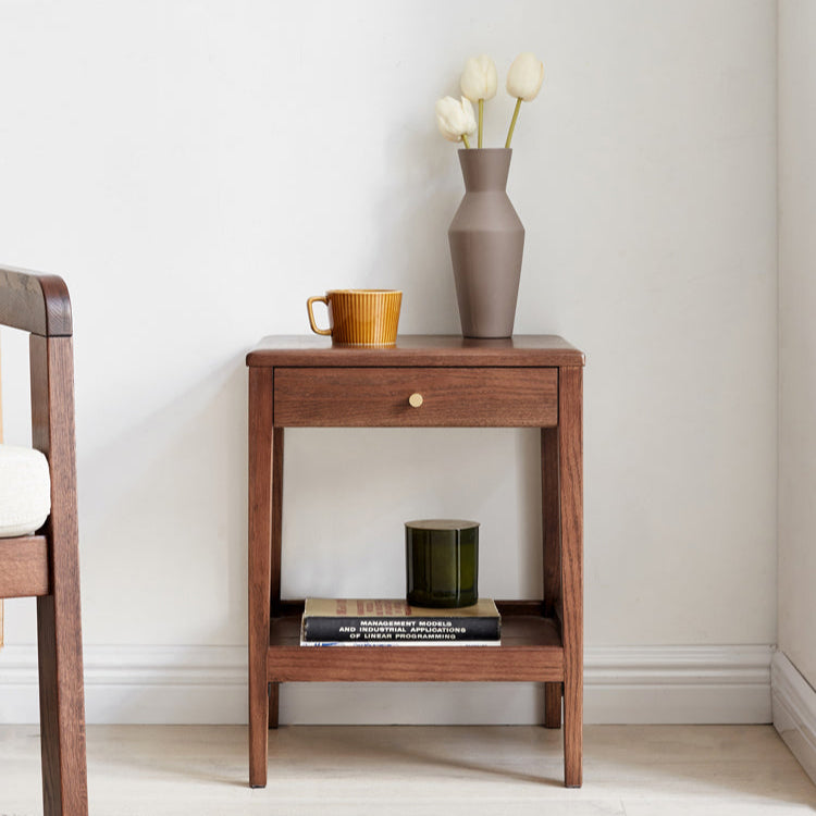 Solid Oak & Black Walnut Wood Side Cabinet - Rustic Nightstand, Entryway Storage, or Bathroom Organizer - Handcrafted Wooden Furniture for Home Decor