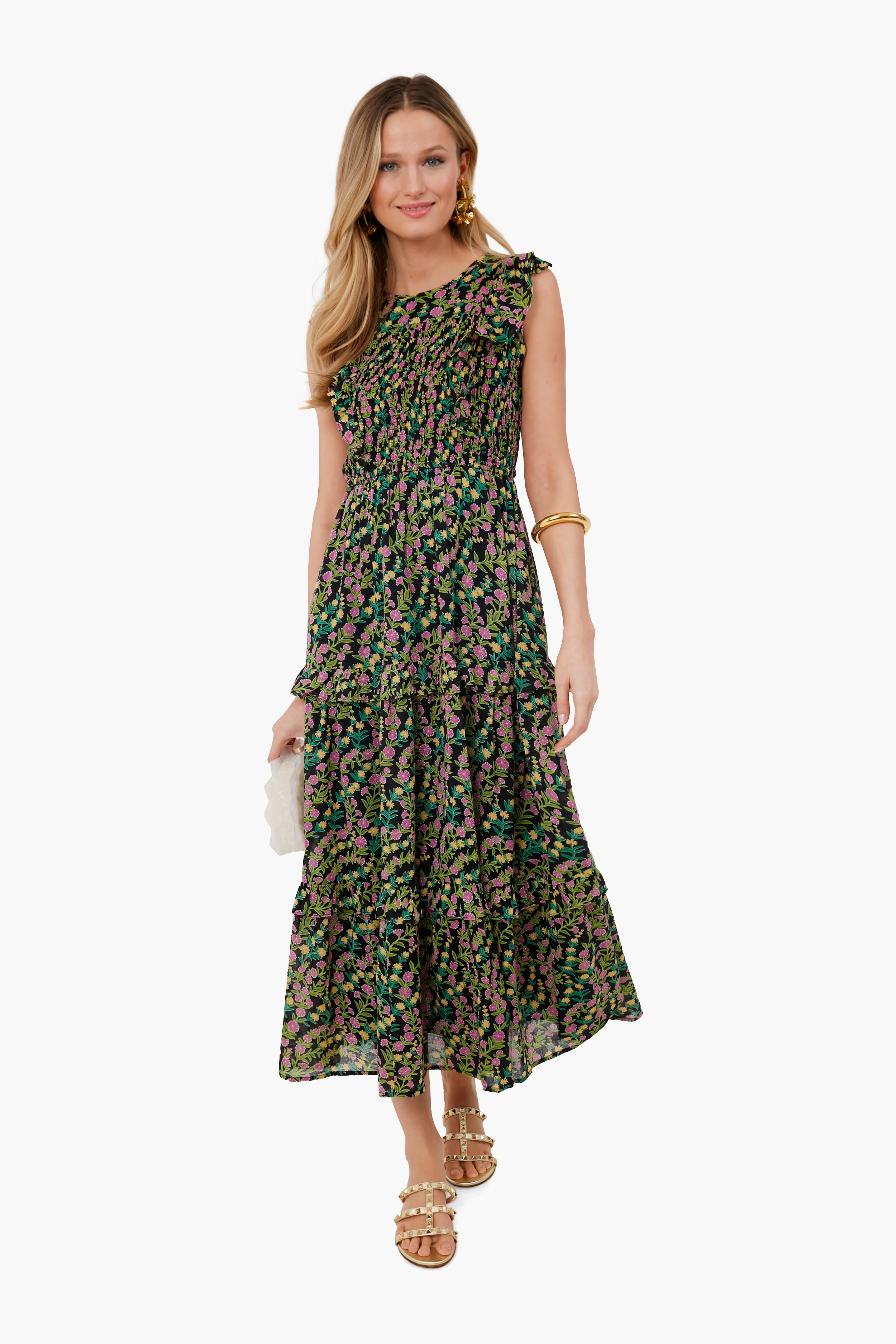 Elegant Black Iris Floral Print Dress for Women - Perfect for Weddings, Parties & Special Occasions