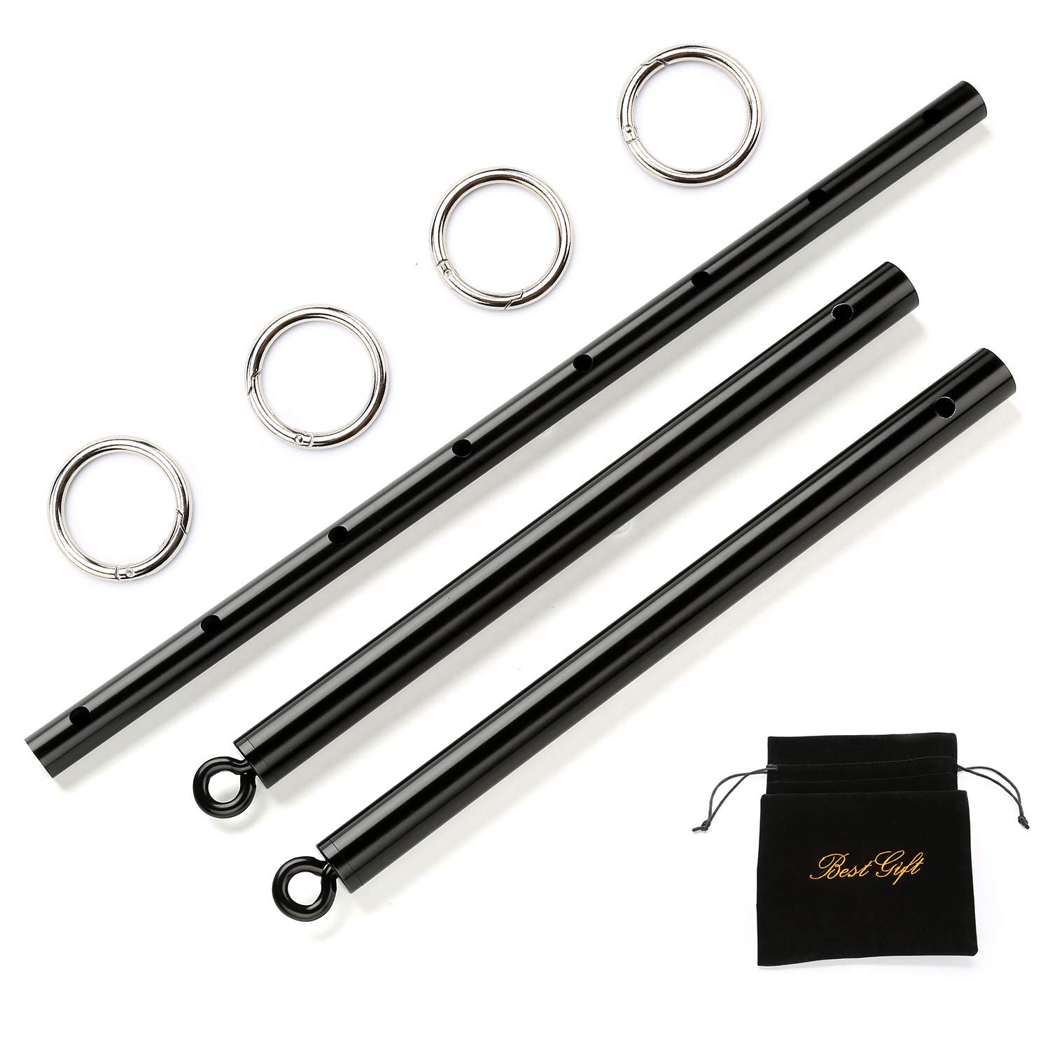 EXREIZST Adjustable Black Expandable Spreader Bar Set for Home Gym & CrossFit Training - Heavy Duty Exercise Equipment for Pull Ups, Stretching & Strength Workouts (Black)