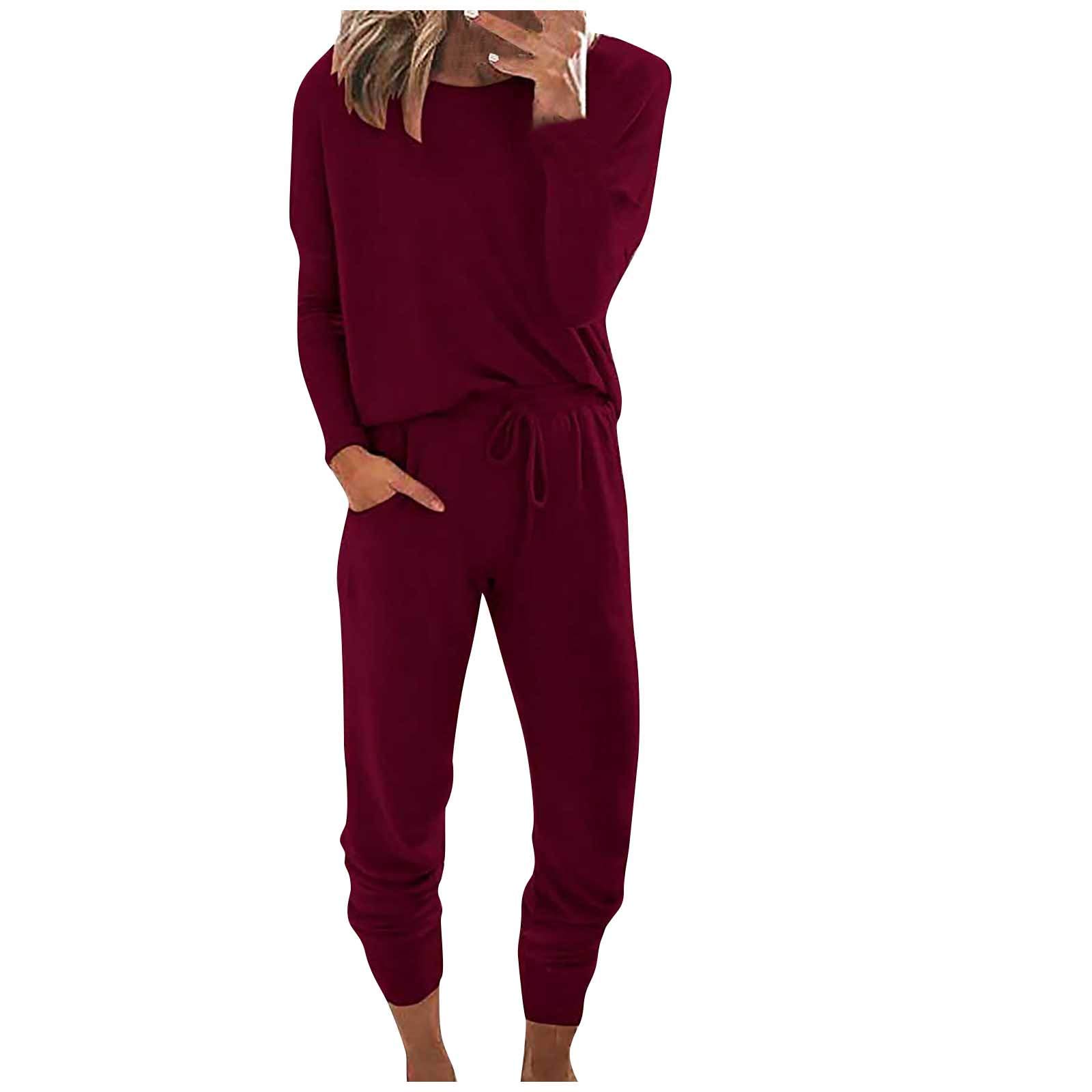 Women's 2-Piece Sweatsuit Set - Long Sleeve Pullover & Drawstring Sweatpants | Soft Loungewear for Women | Perfect for Yoga, Gym, Running & Casual Wear