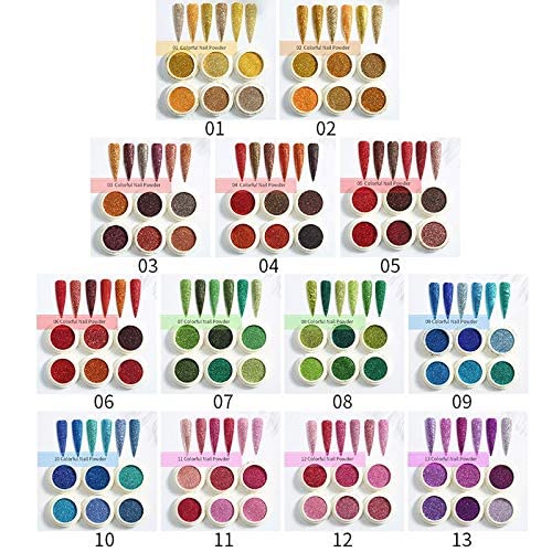 AISHU Chrome Nail Glitter Powder Set - 6 Pcs Metallic Mirror Nail Art Powder for Women & Girls - Pink Purple Nail Decoration for Manicure, Nail Designs - Perfect for Parties, Weddings & Salon Nail Art