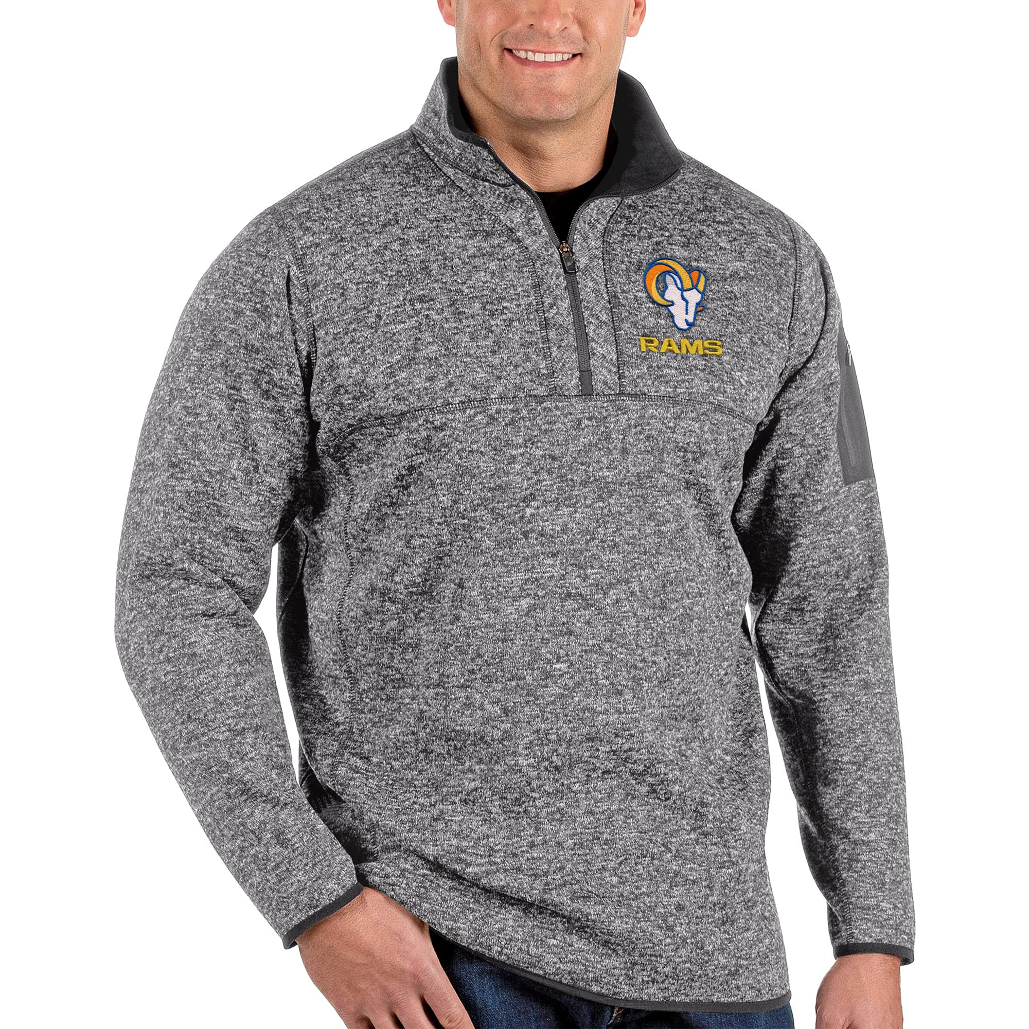 Antigua Men's NFL Fortune Big & Tall Quarter-Zip Pullover Jacket - Officially Licensed Football Outerwear for Game Day & Cold Weather