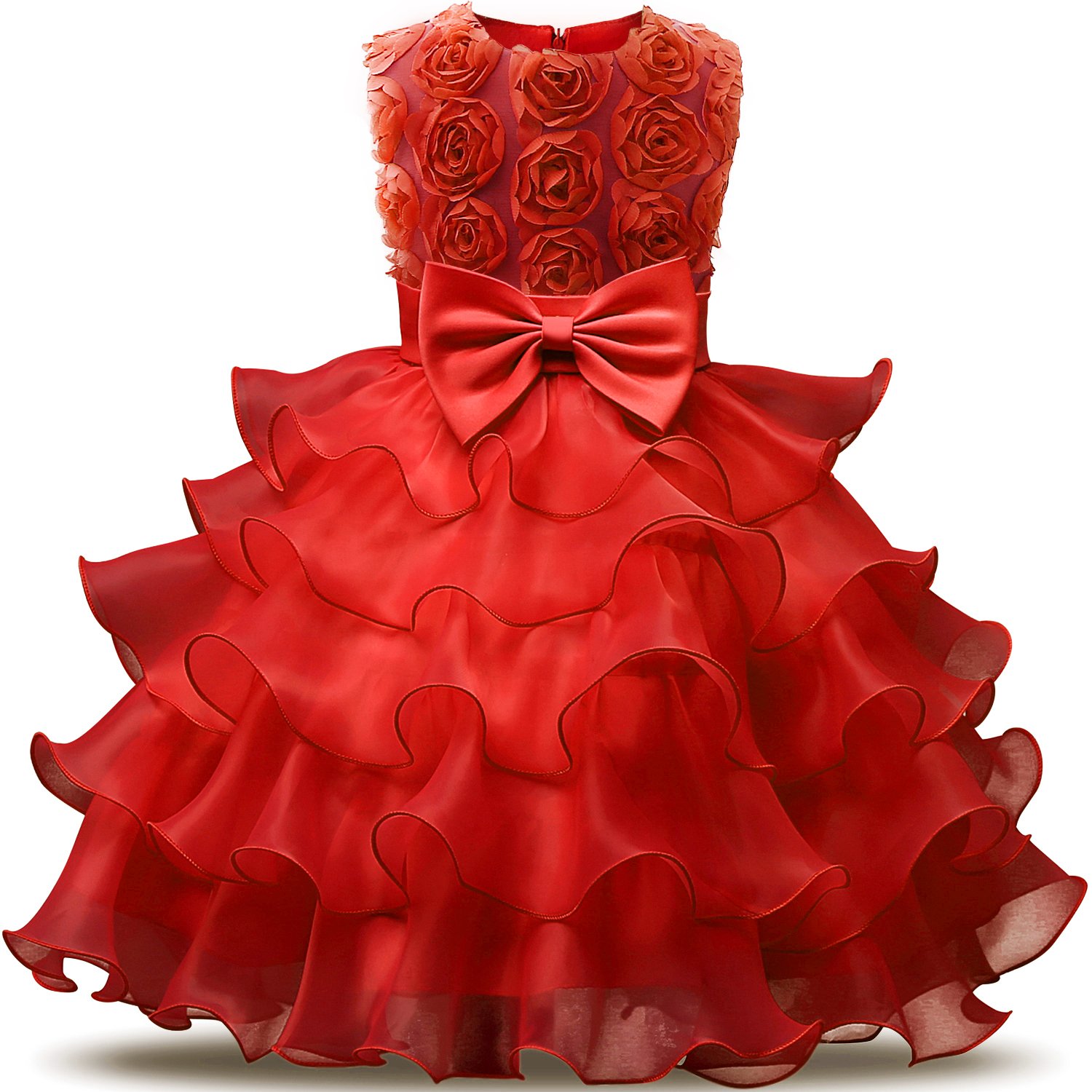 NNJXD Girls' Ruffled Lace Party Dress for Weddings & Special Occasions - Perfect for Birthday Parties, Pageants, and Formal Events