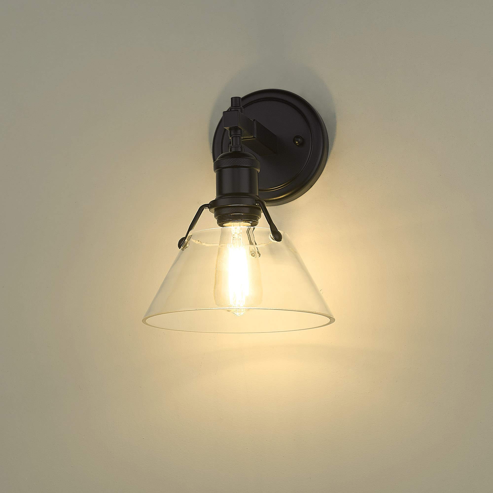 Orwell 1-Light Bathroom Vanity Light Fixture in Matte Black with Clear Glass Shade - Perfect for Modern Bathrooms, Powder Rooms, and Home Decor