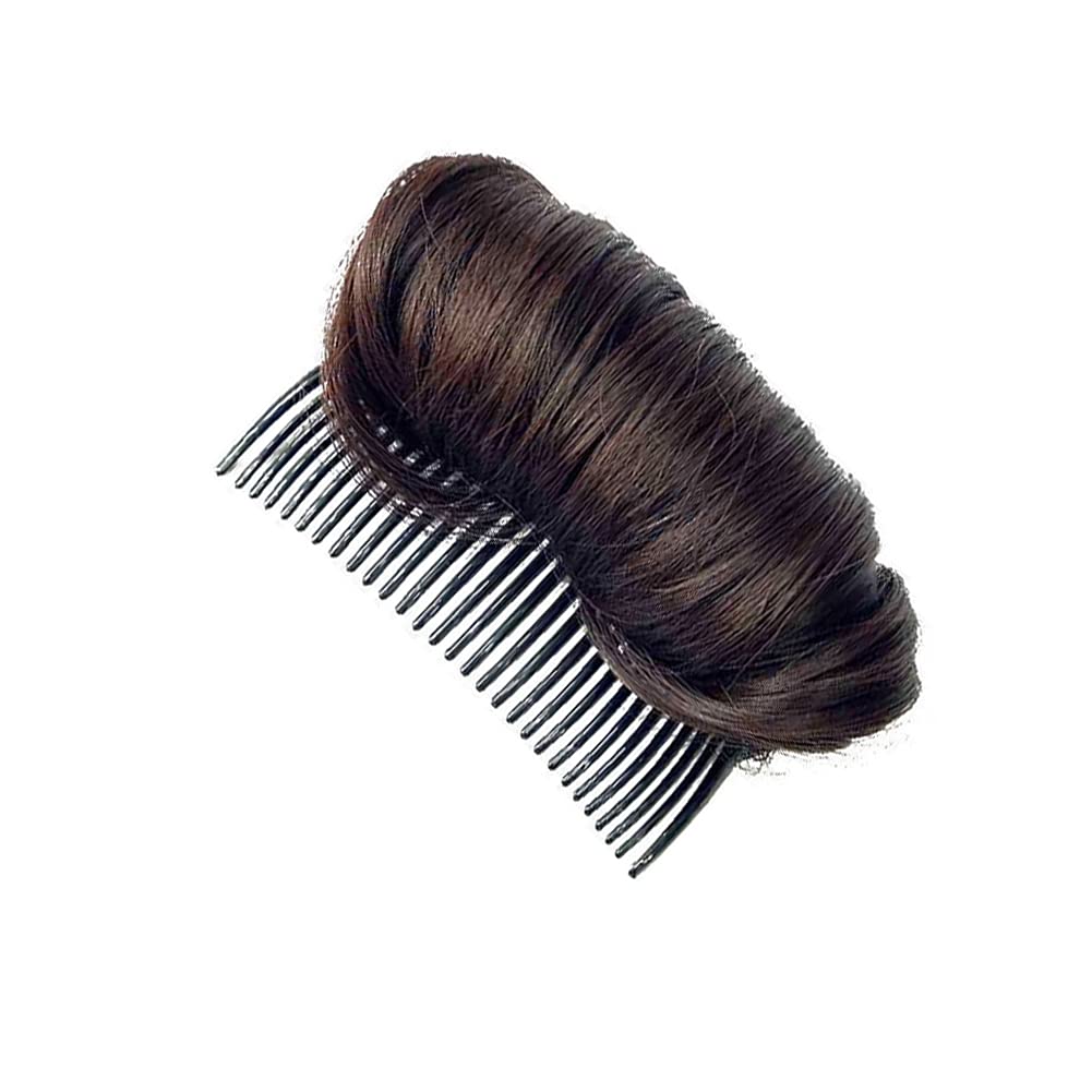 Dark Brown Hair Bun Insert - Invisible Hair Bump Clip for Women & Girls | Fluffy Hair Styling Pad for Volume & Updos | Perfect for Weddings, Parties & Everyday Wear