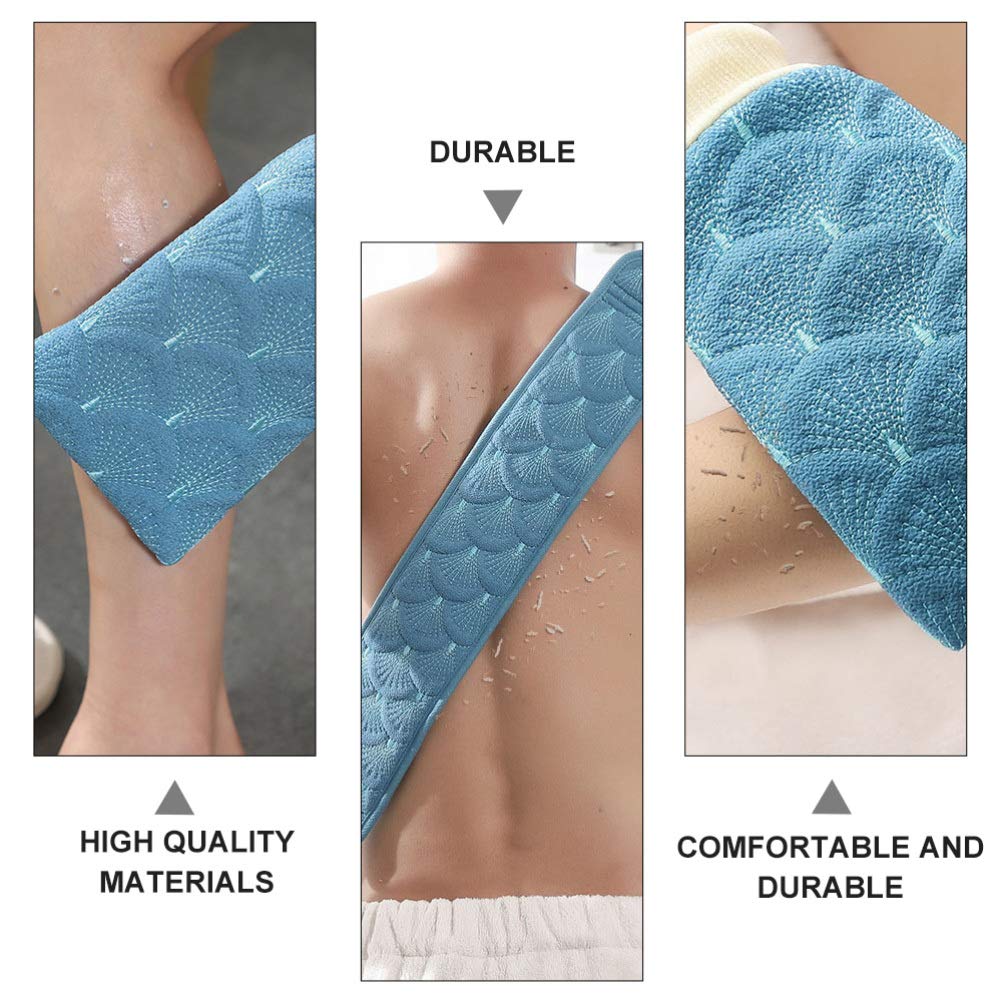Minkissy 3-Piece Blue Exfoliating Gloves & Body Scrubber Set - Shower Towel Pouf & Scrubbing Mitts for Dead Skin Removal - Spa, Massage & Smooth Skin Care - Perfect for Home Use, Gifts & Self-Care Routine