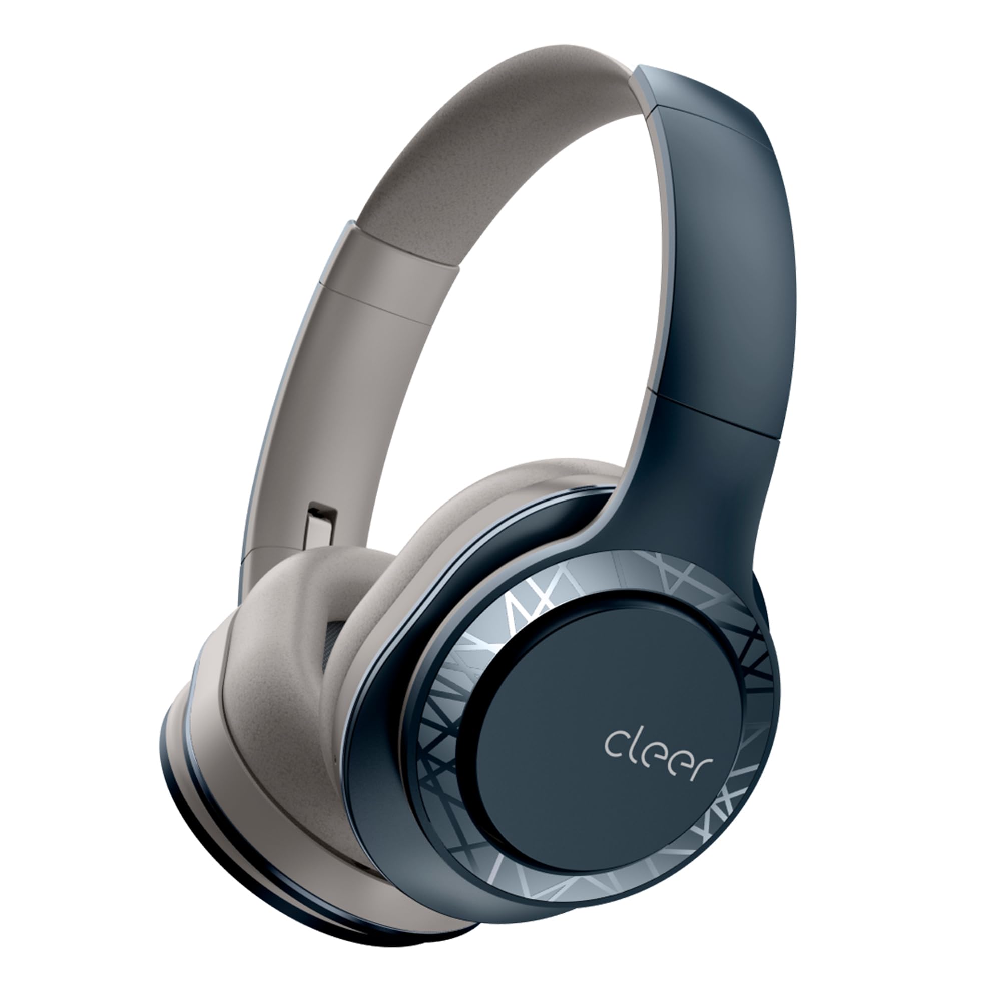 Cleer Enduro 100 Wireless Bluetooth Headphones with 40mm Ironless Driver - 100Hr Playtime, Deep Bass, Clear Calls, Dual-Mic Noise Cancelling - Comfort Fit Over-Ear Headphones with Bluetooth 5.0 & Hi-Res Audio - Foldable Design for Travel, Gym, Work & Home Use - Navy Blue