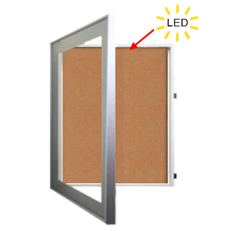 16x20 SwingFrame Designer 1 Inch Deep Shadow Box Display Case with Cork Board & LED Light - Metal Framed Picture Frame for Wall Decor, Memorabilia, and Artwork Display in Home, Office, or Gallery