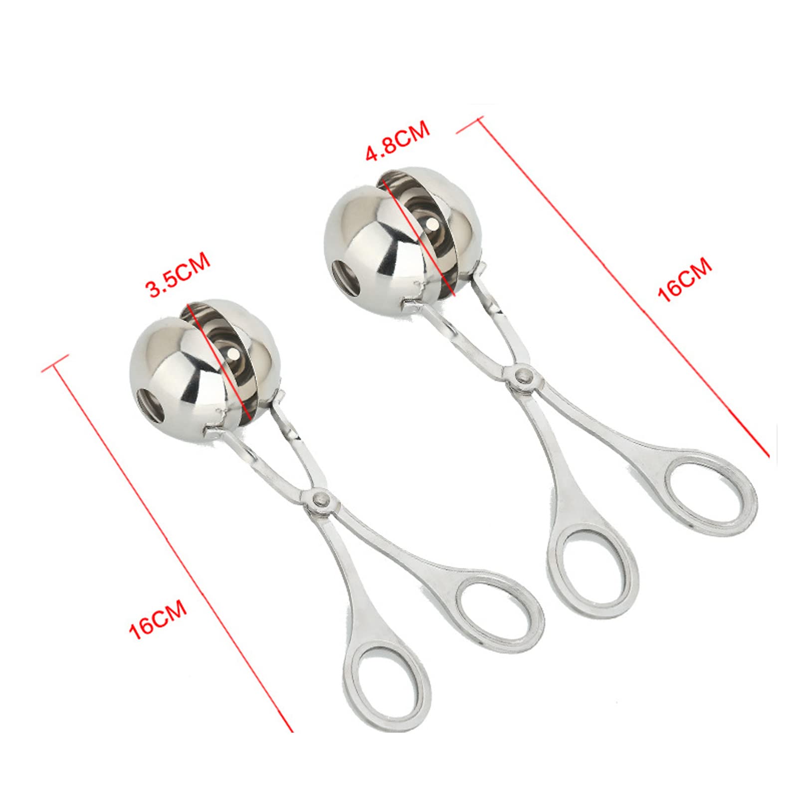Khakho 2-Piece Stainless Steel Meatball Scoop Set - Non-Stick Meatball Maker with Ergonomic Handles, Perfect for Cake Pops, Cookie Dough & Ice Cream Balls - Ideal for Home Kitchen & Baking (Silver)