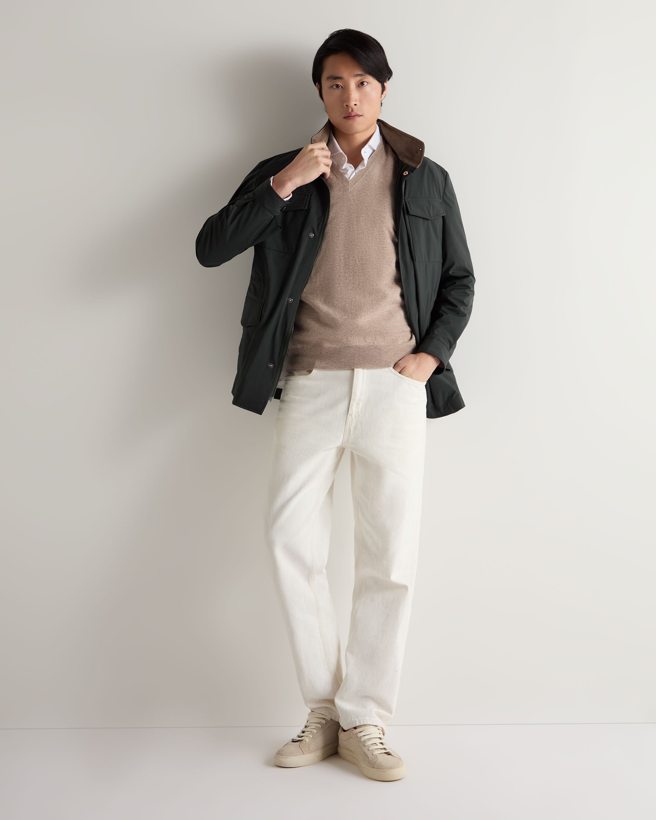 Premium Men's Westminster Cashmere Sweater Vest - Oatmeal Brown Color | Warm & Stylish Knit Sleeveless Pullover for Office, Business Casual & Winter Layering