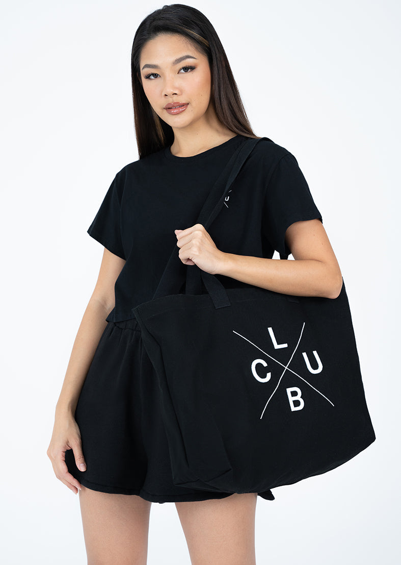 Club LC Canvas Tote Bag - Stylish & Durable Black Shopping Bag for Women | Perfect for Grocery, Beach, Work & Everyday Use