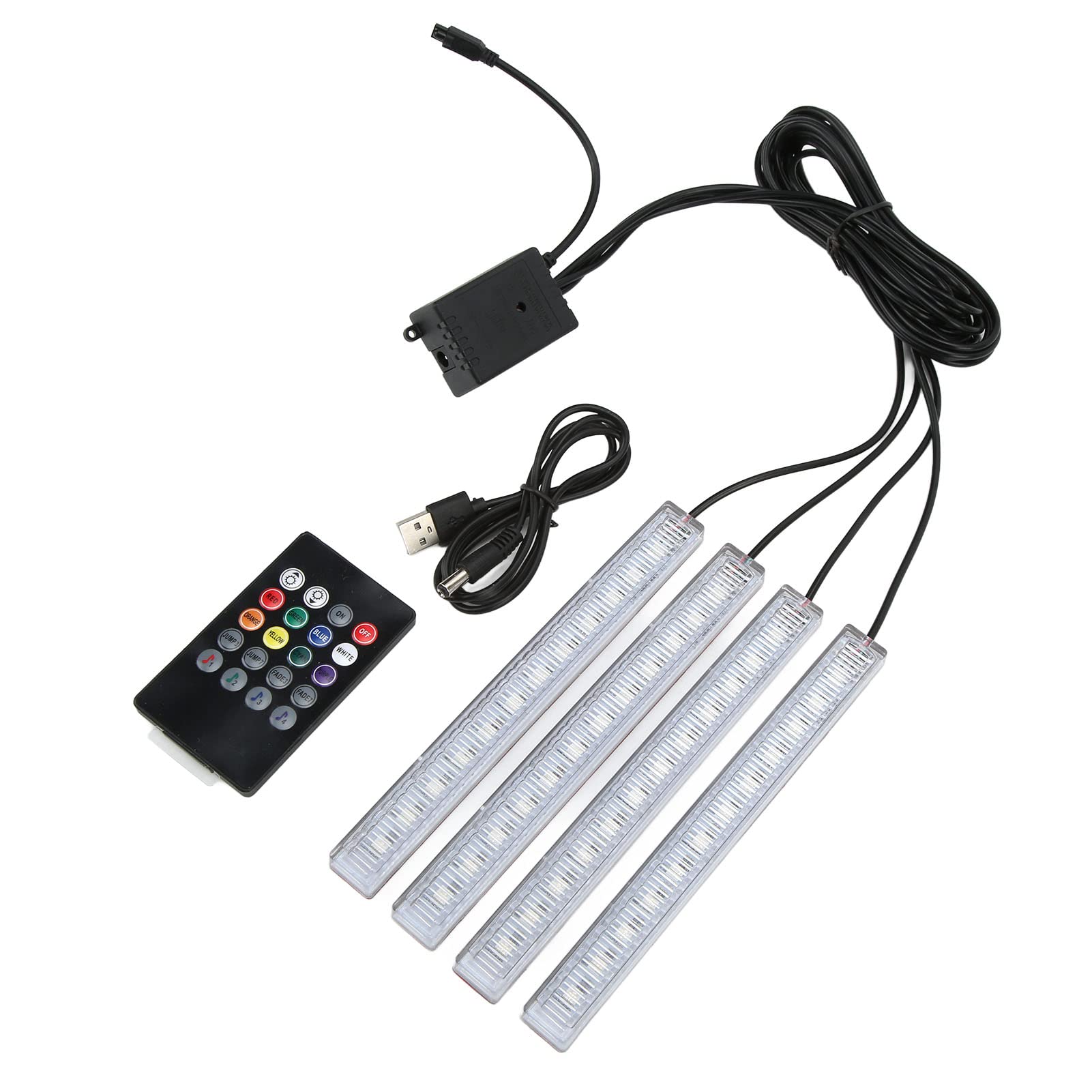 Multi-Color Car LED Ambient Light Strip Kit with Remote Control - 4 Lines, 34 Modes & Music Sync for Interior Car Lighting | Universal Fit for Cars, Trucks & SUVs - Perfect for Night Driving, Parties & Custom Car Decor