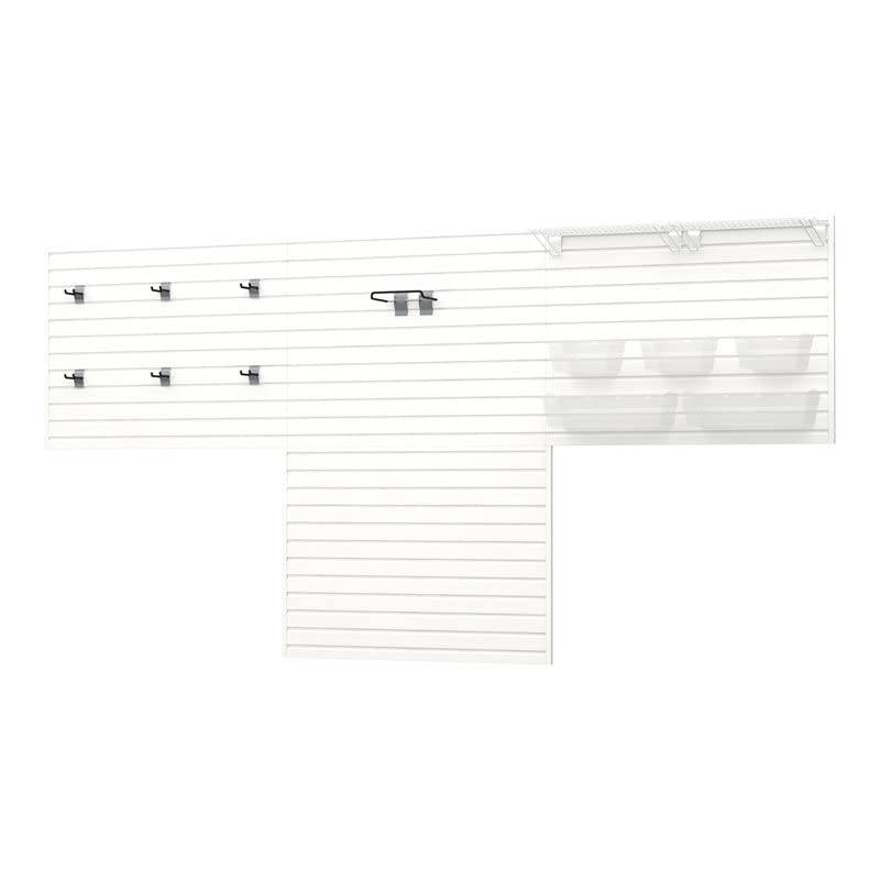 RST Brands Flow Wall 16-Piece White Plastic Garage Storage Bin Set - Wall Mounted Organizer for Tools, Toys & Home Organization