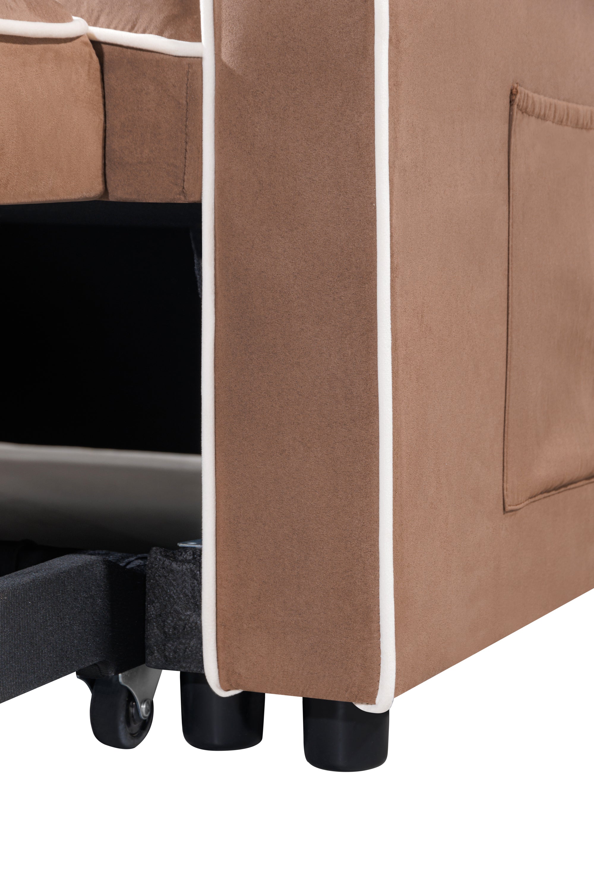 1 Versatile Foldable Sofa Bed in 3 Lengths - Modern Suede Pull-Out Sleeper with Adjustable Back, USB Port, Ashtray & Swivel Phone Stand | Perfect for Small Apartments, Guest Rooms & Home Offices