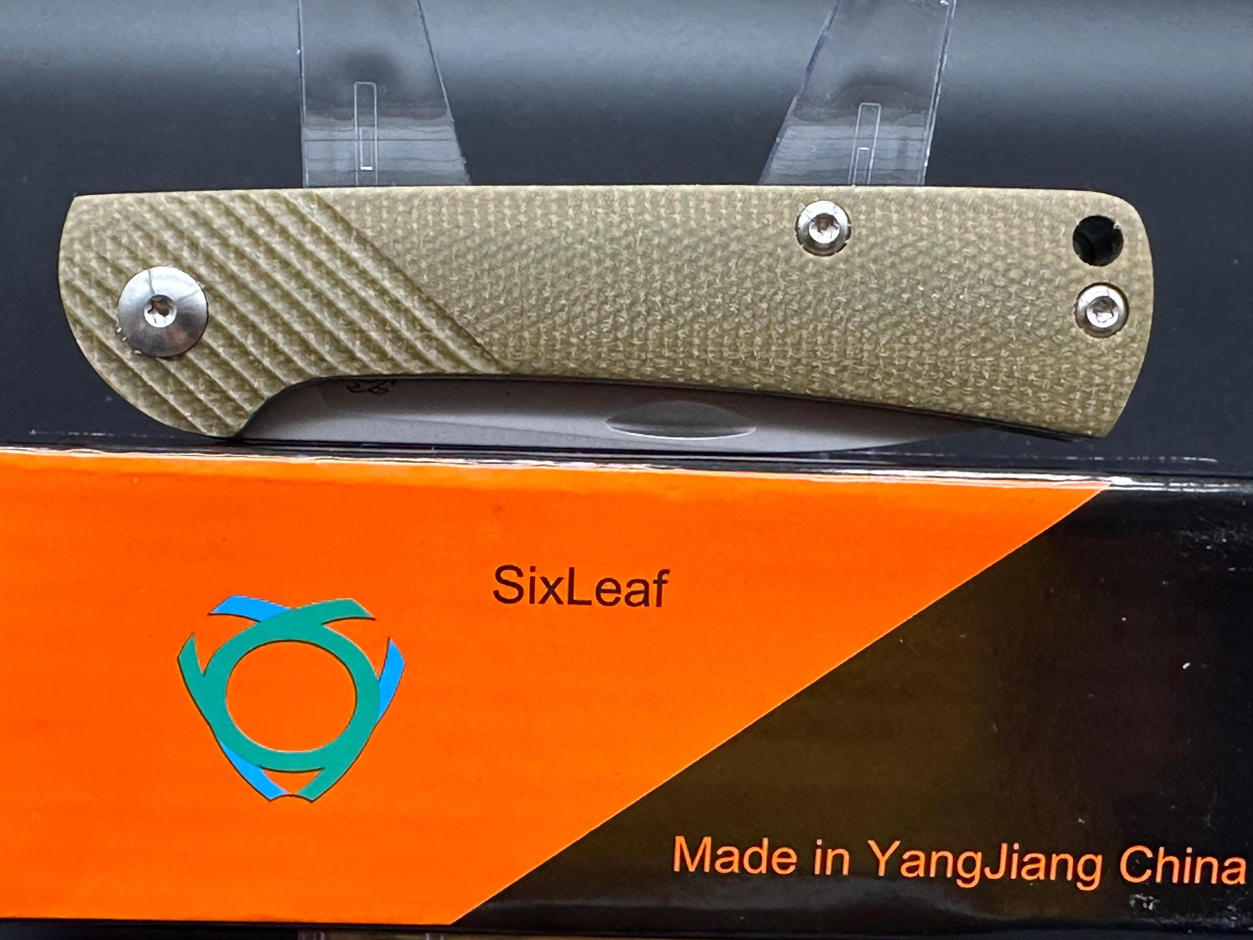 SixLeaf SL-07 Folding Knife with Brown Linen Micarta Handle & D2 Steel Plain Edge - EDC, Camping, Hunting, Outdoor Survival Gear