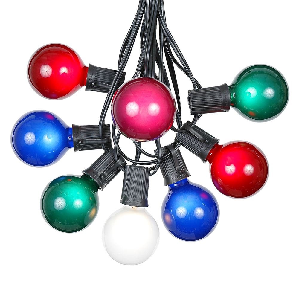 100 Foot G50 Outdoor Patio String Lights with 125 Multi Globe Bulbs - Weatherproof Indoor/Outdoor Hanging Lights for Backyard, Garden, Bistro, Café - C9/E17 Base Black Wire - Perfect for Weddings, Parties & Decoration