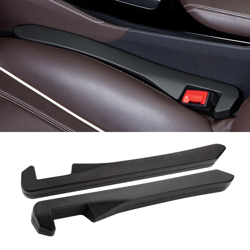 MIHAZ 2 Pack Universal Car Seat Gap Filler - PU Leather Crevice Catcher for Car, SUV, Truck - Black Interior Accessories for Preventing Lost Items and Enhancing Cleanliness