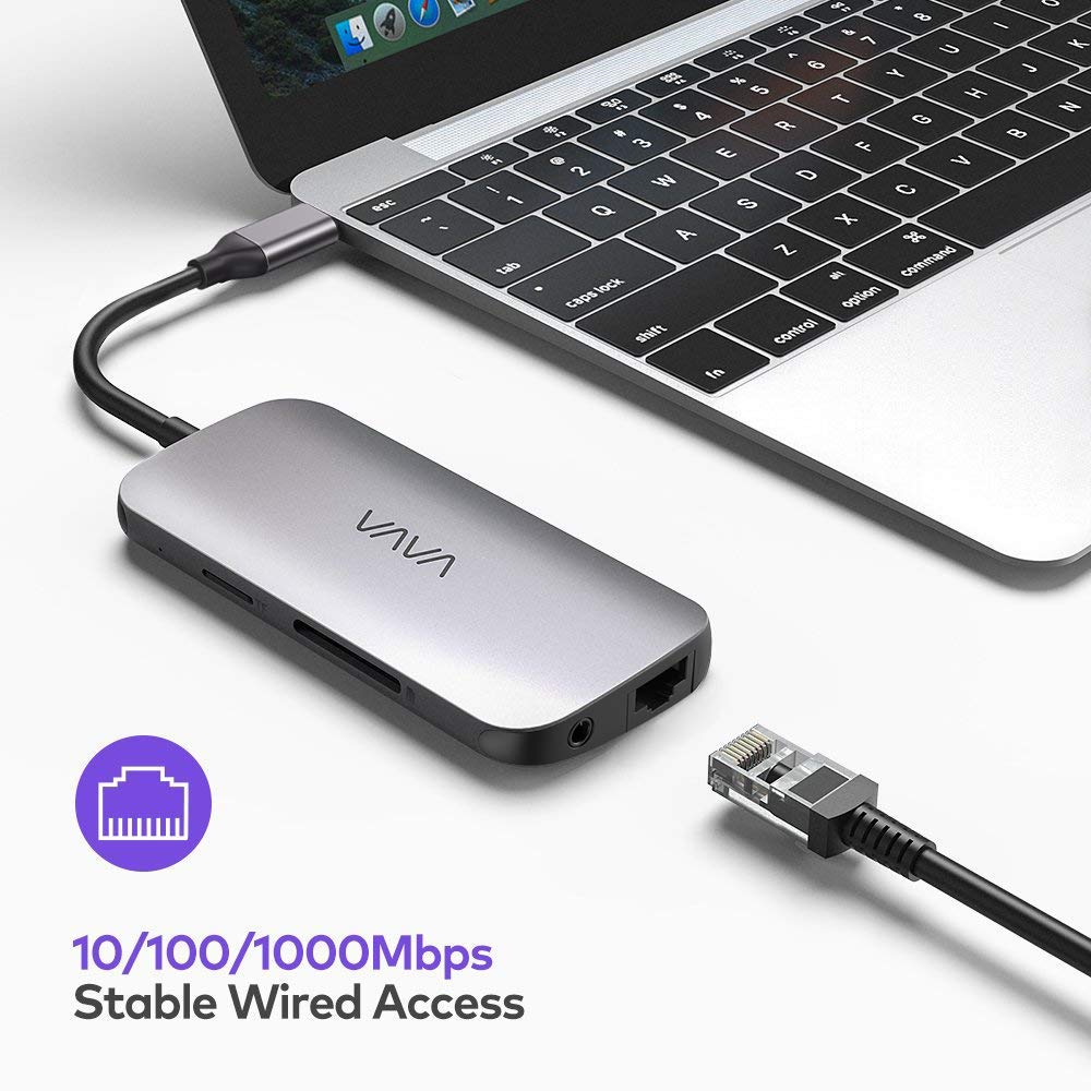 9-in-1 USB C Hub with 4K HDMI, PD Charging, 3 USB 3.0 Ports, Ethernet & Card Reader - Compatible with MacBook Pro/Air & Windows Laptops - Perfect for Home Office, Remote Work & Multimedia Presentations