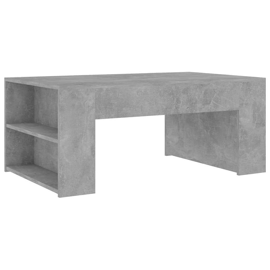 Modern Concrete Gray Coffee Table - Industrial Chipboard Side Table for Living Room, Bedroom & Office - End Table with Lamp for Home Decor