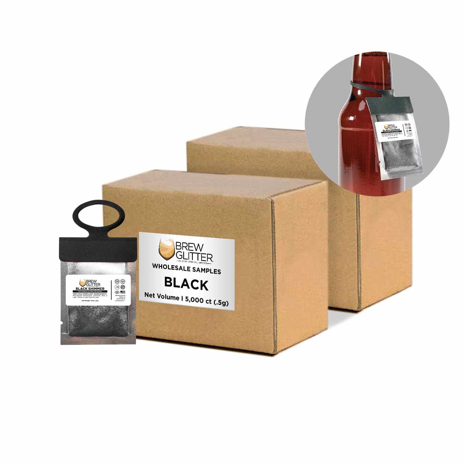 Black Brew Glitter® Necker - Bulk Wholesale Scarf for Women & Men | Perfect for Parties, Festivals, and Fashion Accessories
