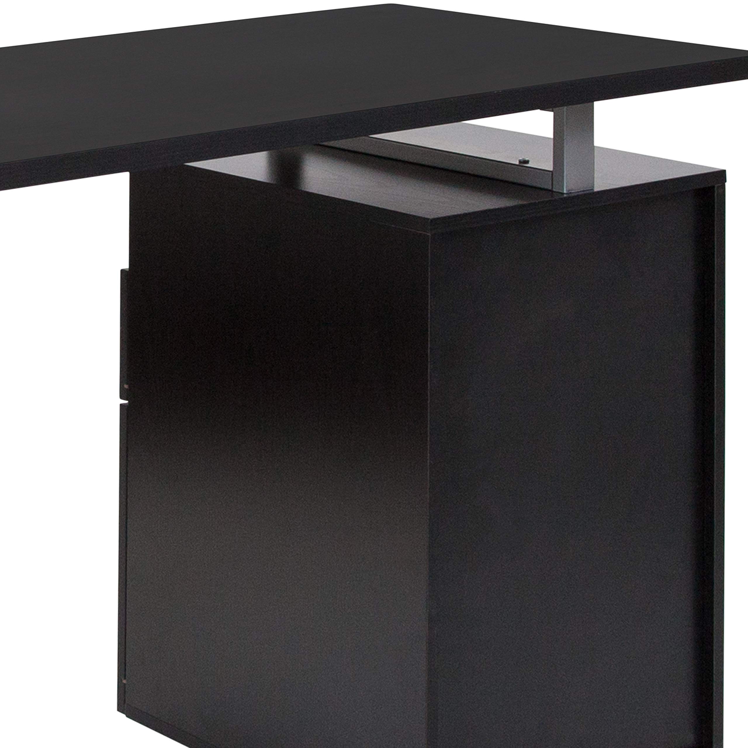 Dark Ash Wood Grain Finish Computer Desk with Two Drawers - Modern Home Office Desk for Work & Study - Perfect for Small Spaces & Remote Work