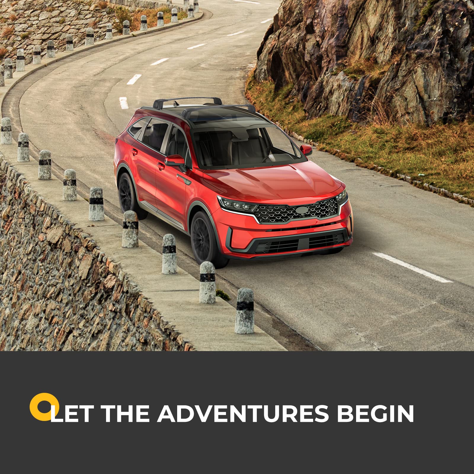 BougeRV Aluminum Roof Rack Cross Bars for Kia Sorento & Sorento Hybrid 2021-2025 - Lockable Anti-Rust Cargo Carrier for Kayak, Ski, Canoe, Bike (Not for X-Line Trim) | Perfect for Road Trips & Outdoor Adventures