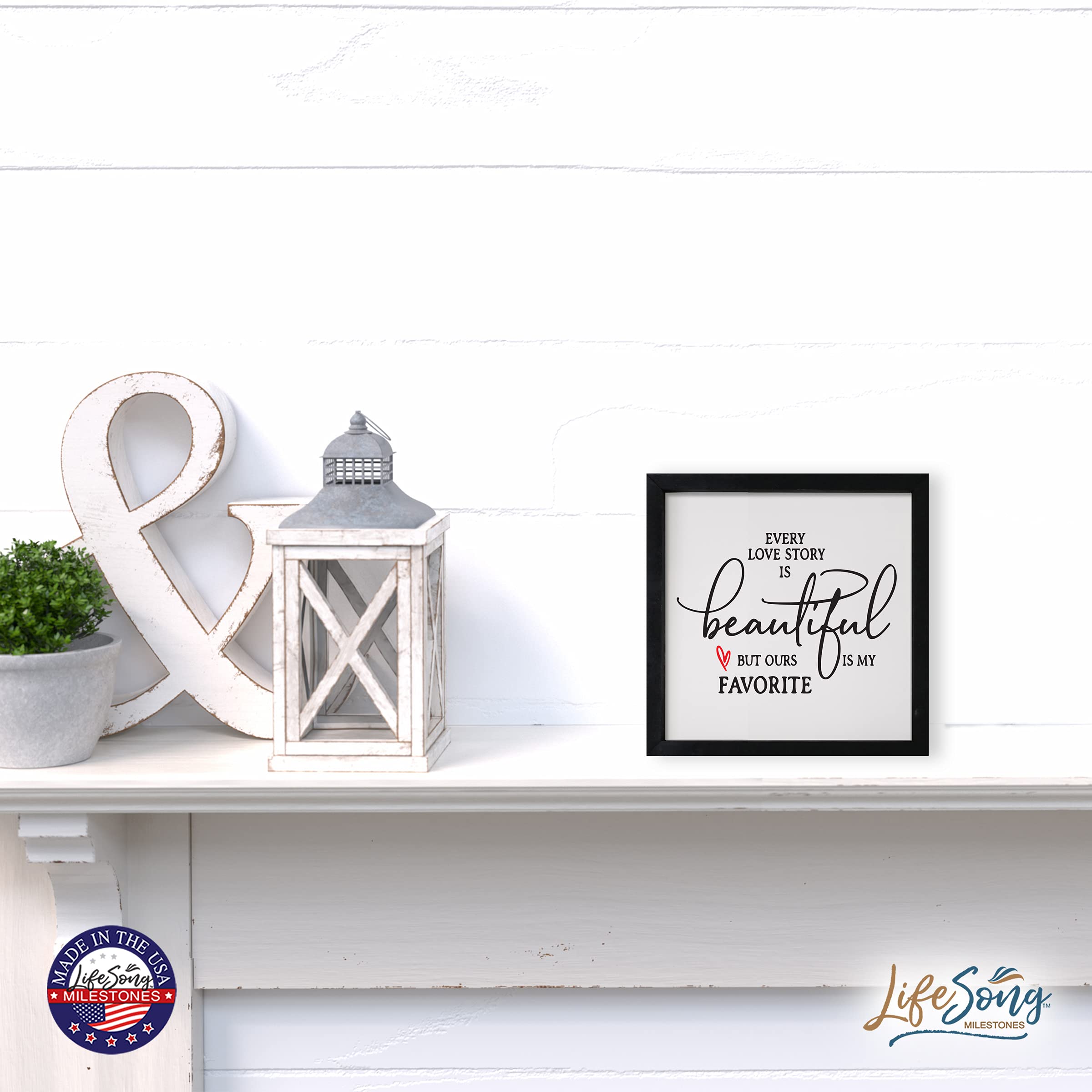 LifeSong Milestones Custom Inspirational Wooden Wall Art - 7x7 Framed Shadow Box with Funny Modern Quotes, Perfect for Home Decor, Wedding Gift & Nursery Wall Hanging (Black)