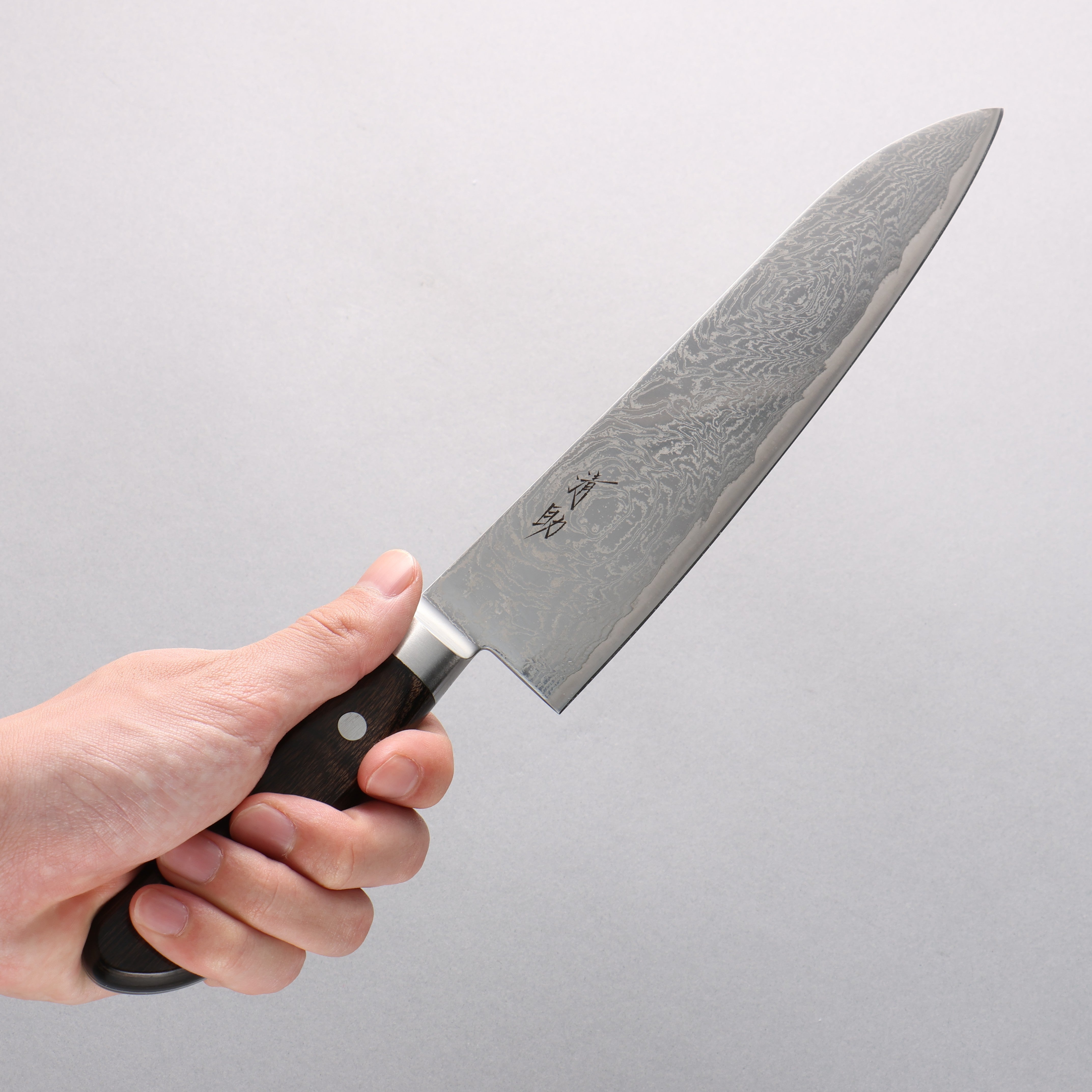 Premium Seisuke Nami AUS10 Damascus Gyuto Chef Knife 210mm - Mirrored Finish, Brown Pakkawood Handle - Perfect for Sushi, Meat Slicing & Professional Kitchen Use