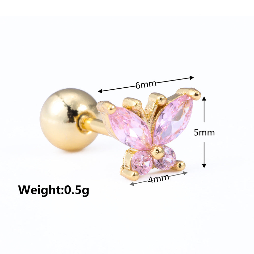 20G Butterfly Hypoallergenic Barbell Daith Stud Piercings - Surgical Steel Earrings for Sensitive Ears | Perfect for Cartilage, Helix & Tragus Piercing Jewelry | EGD0200