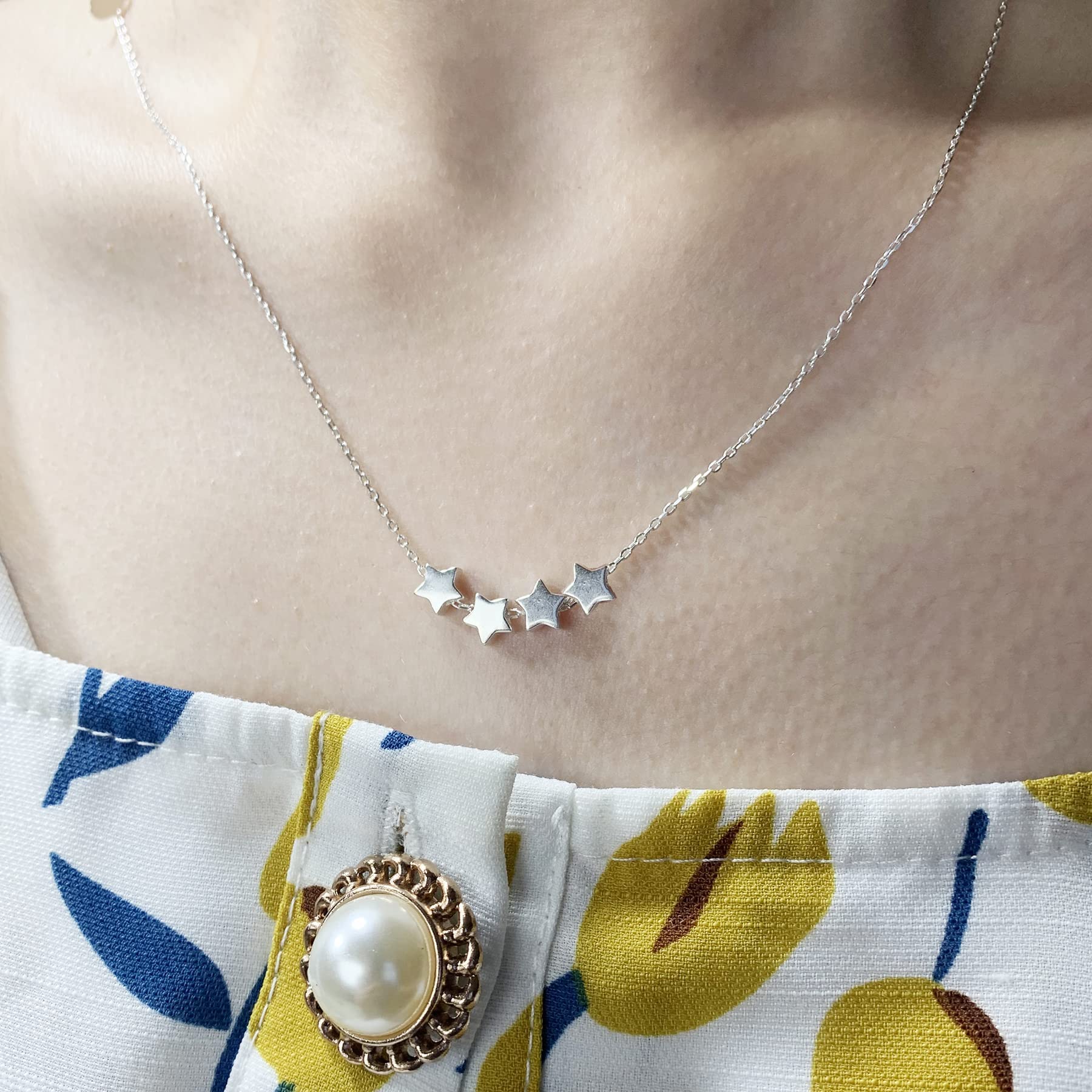 40th Birthday Gifts for Women - Sterling Silver Four Star Necklace with 6mm Star Beads | Elegant Dainty Star Jewelry for 1985 Born | Perfect Anniversary, Graduation & Special Occasion Gift