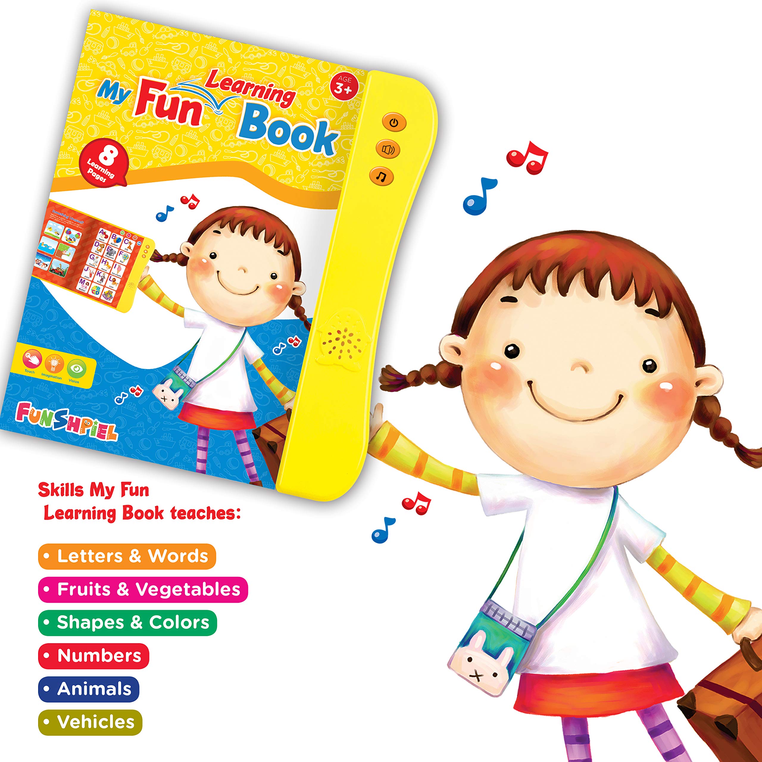 ABC Learning Sound Book for Toddlers - Interactive Educational Toy for Speech Therapy & Preschool Learning - 8 Page Activity Book with Alphabet, Animals, Spelling & More - Perfect for Home, Classroom & Travel Learning Activities