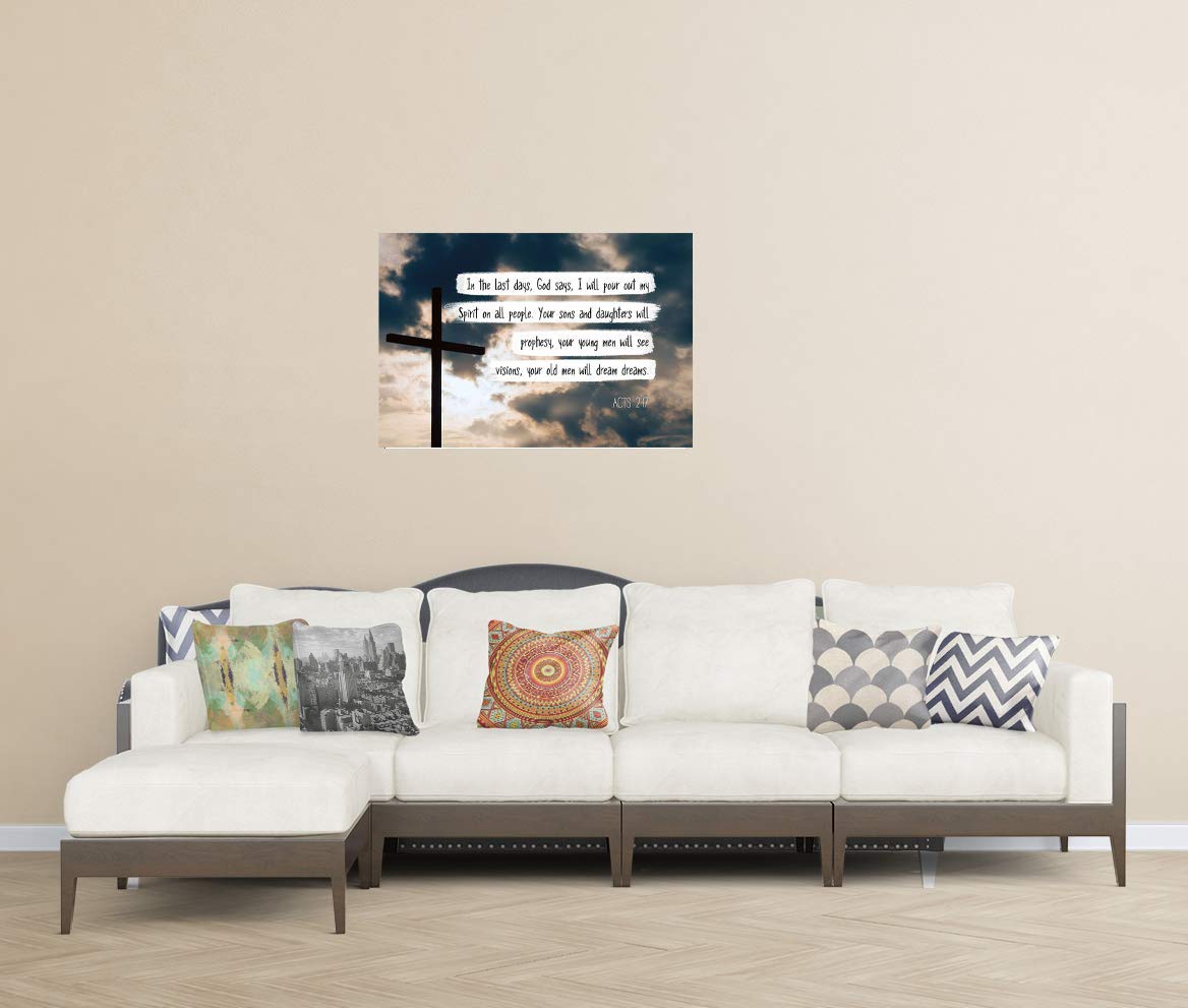 Acts 2:17 Bible Verse Poster - Inspirational Scripture Wall Art (13x19 Inches Unframed) - Christian Home Decor, Sunday School Gift, Office Motivation - Perfect Religious Present Under $20
