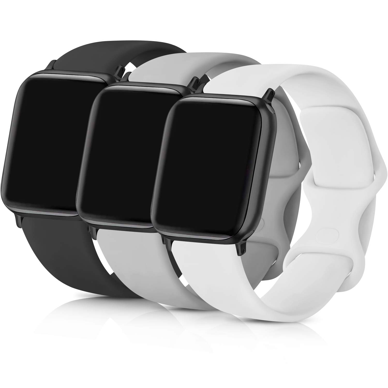 ATUP Soft Silicone Replacement Band for Apple Watch Series 1/2/3/4/5/SE/6/7/8 - Compatible with 38mm/40mm/41mm/42mm/44mm/45mm - Breathable Sport Strap for Men & Women (Black, Gray, White) - Perfect for Workouts, Running & Daily Wear