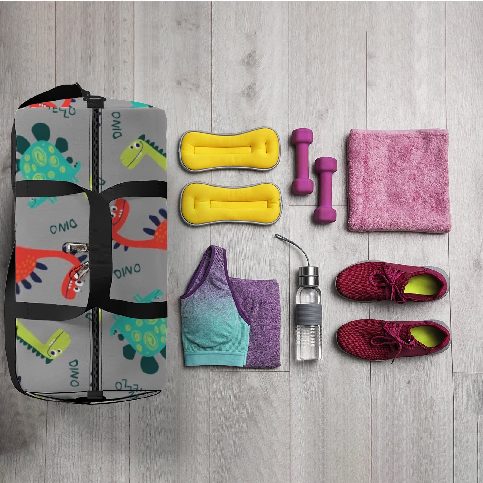 **Waterproof Dinosaur Sports Tote Bag with Shoulder Strap & Side Pockets - Gym, Travel & Storage Shoulder Bag for Men & Women - Perfect for Workouts, Beach Trips & Daily Commute**