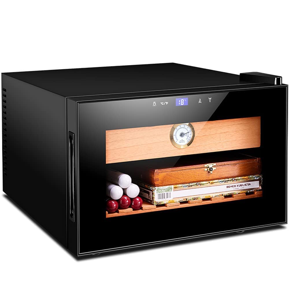 Electric Cigar Humidor Cabinet 25L - Thermostatic & Humidity Control Cedar Wood Humidor Box for Cigars - Perfect for Home, Office, or Cigar Lounge Storage