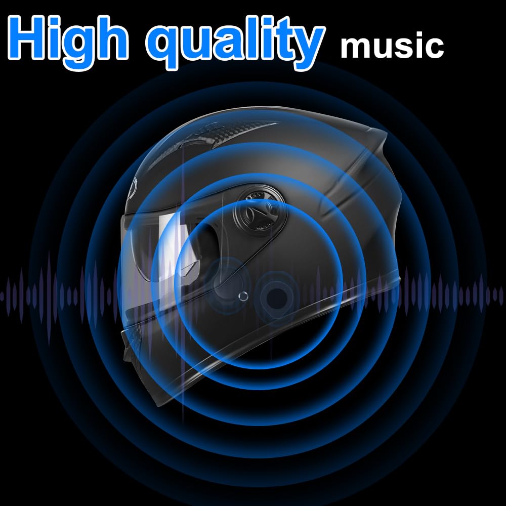 OBEST Motorcycle Bluetooth Helmet Headset with Wireless Speakers - BT5.3 Noise Cancellation, 1900mAh Battery (50+ Hours) & Remote Control - Perfect for Motorcycle Riding, Skiing & Outdoor Adventures