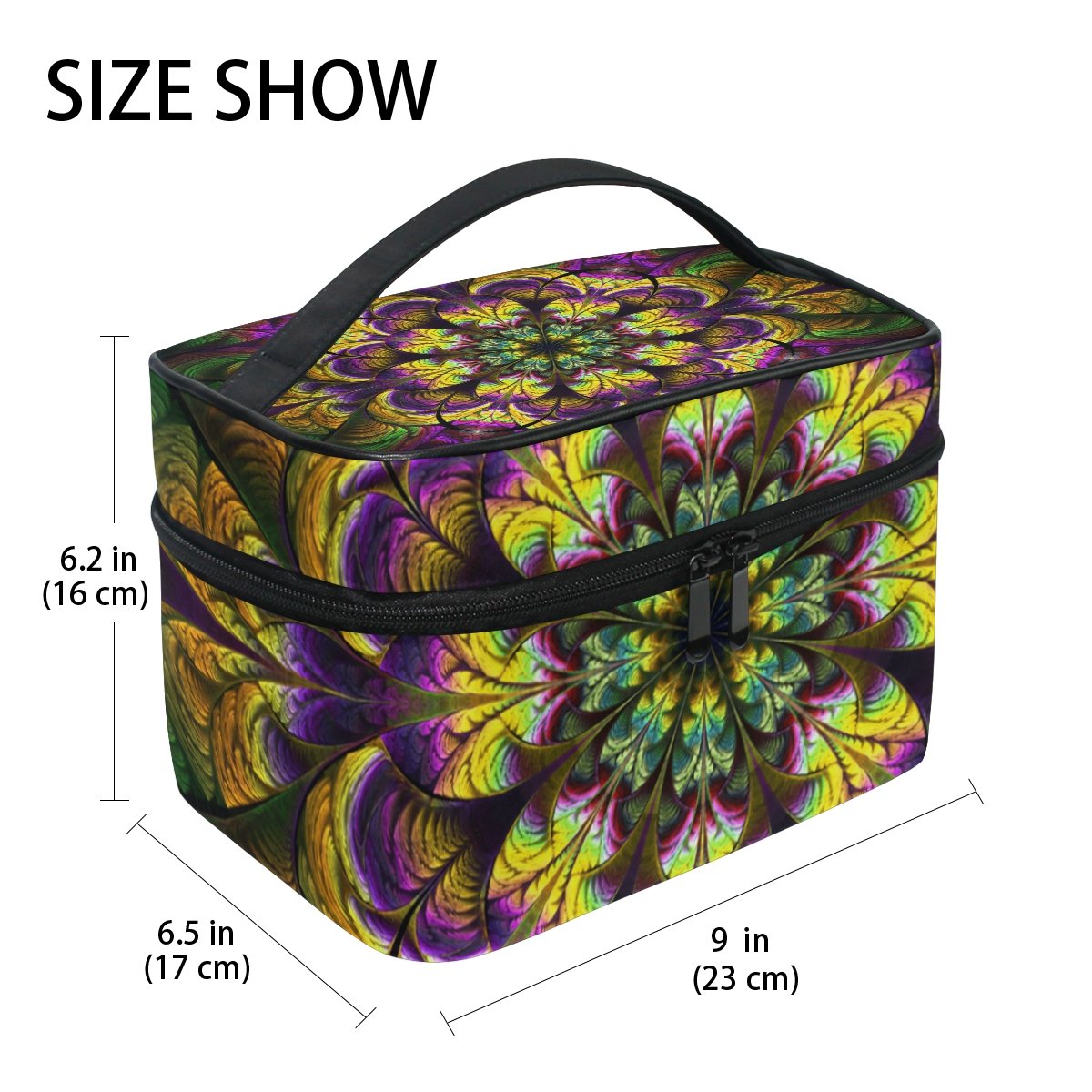 Exotic Flower Cosmetic Bag - Waterproof Yellow & Purple Toiletry Makeup Pouch for Travel, Gym, and Daily Organizer | Perfect for Makeup Brushes, Skincare, and Essentials