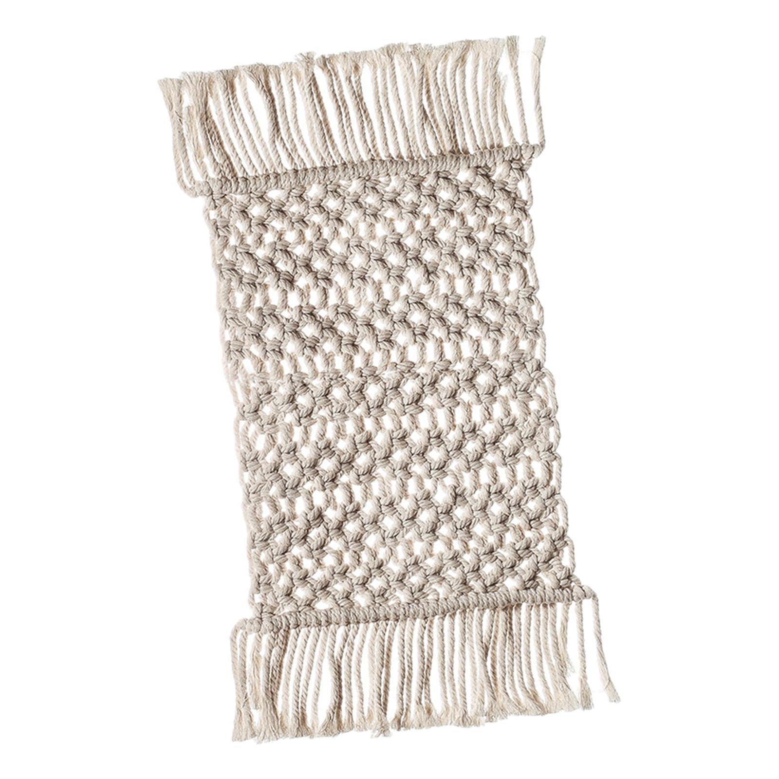 Handmade Macrame Placemats - Boho Woven Table Mats for Dining Room & Kitchen Decor, Farmhouse Style Fringe Place Settings (8x16 Inch) - Perfect for Bohemian Weddings, Rustic Dinner Parties & Cozy Home Decor