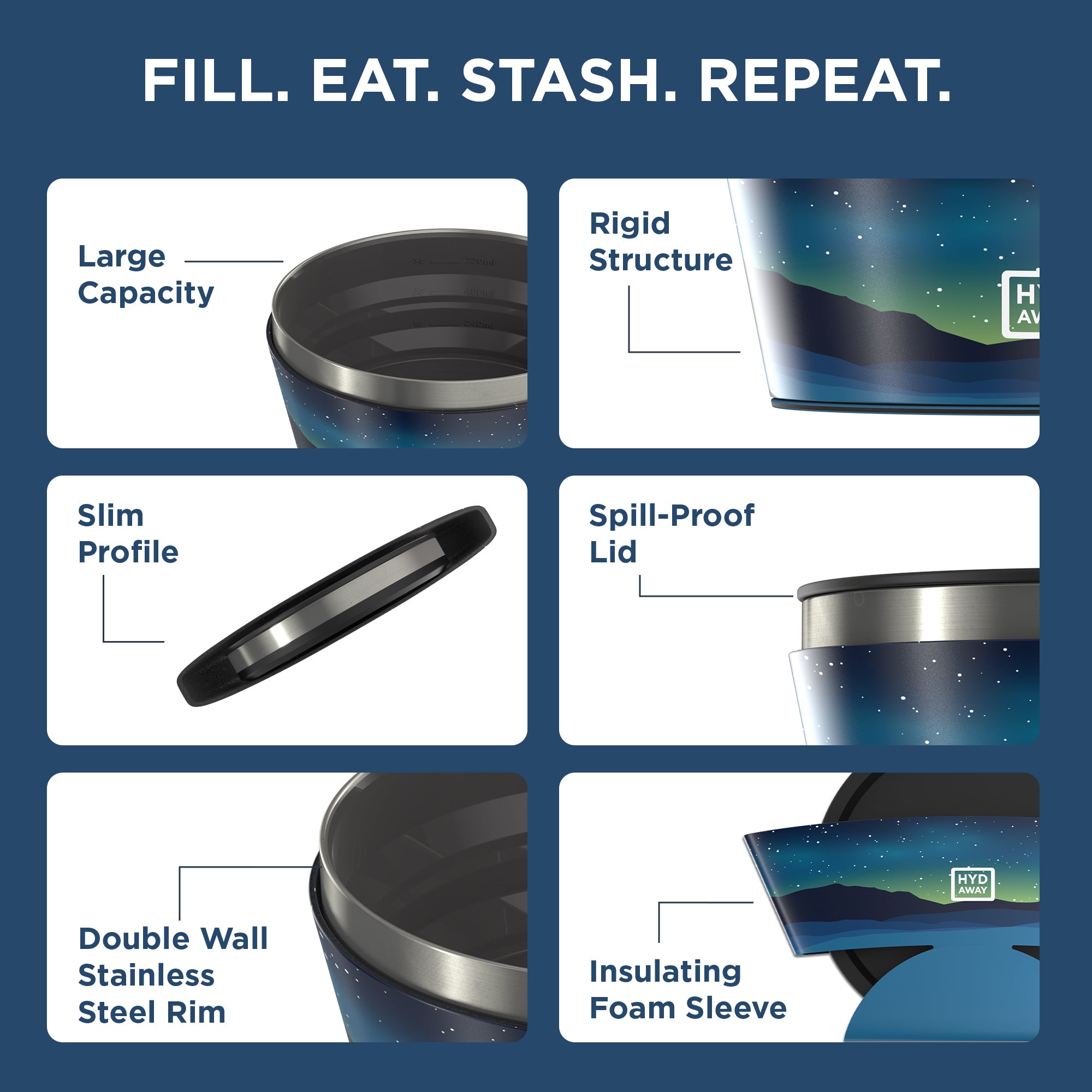 Collapsible Insulated Bowl - 1 Quart Leak-Proof Travel Food Container for Camping, Hiking & Picnics | BPA-Free & Durable