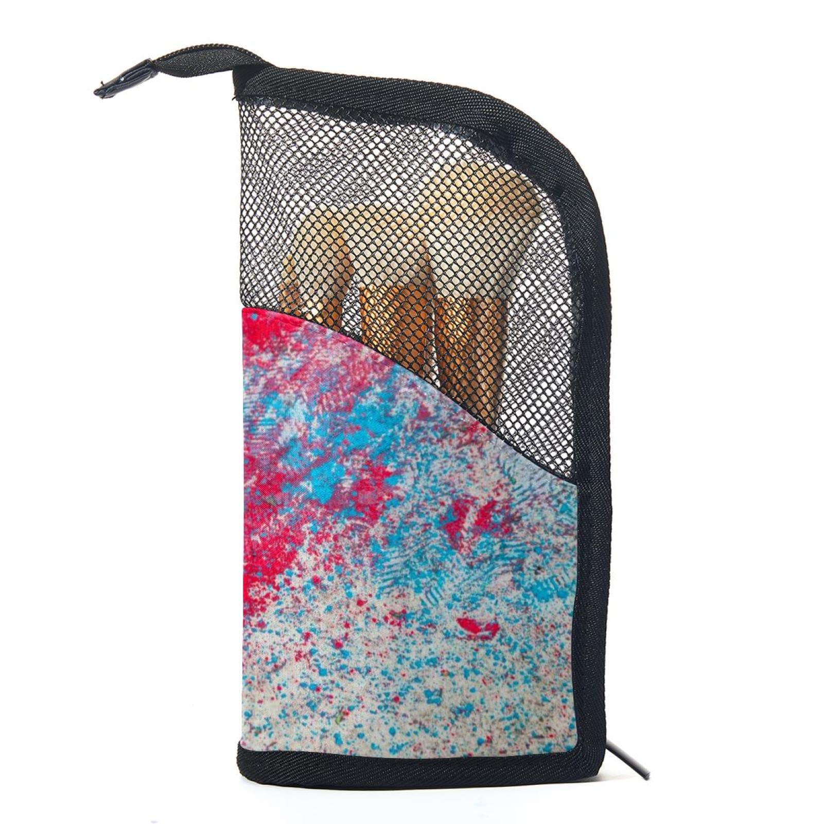 12-Piece Makeup Brush Organizer Bag Set - Portable Waterproof Cosmetic Brush Holder Case with Graffiti Design (Blue/Red) - Perfect for Travel, Home Storage & Professional Makeup Artists
