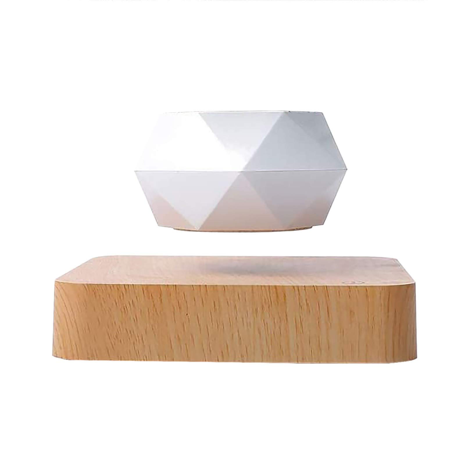SobeiKre Magnetic Levitating Flower Pot Set - White Floating Spinning Air Plant Pots for Home Decor, Office Desk, Gift Ideas & Kids Room Decoration