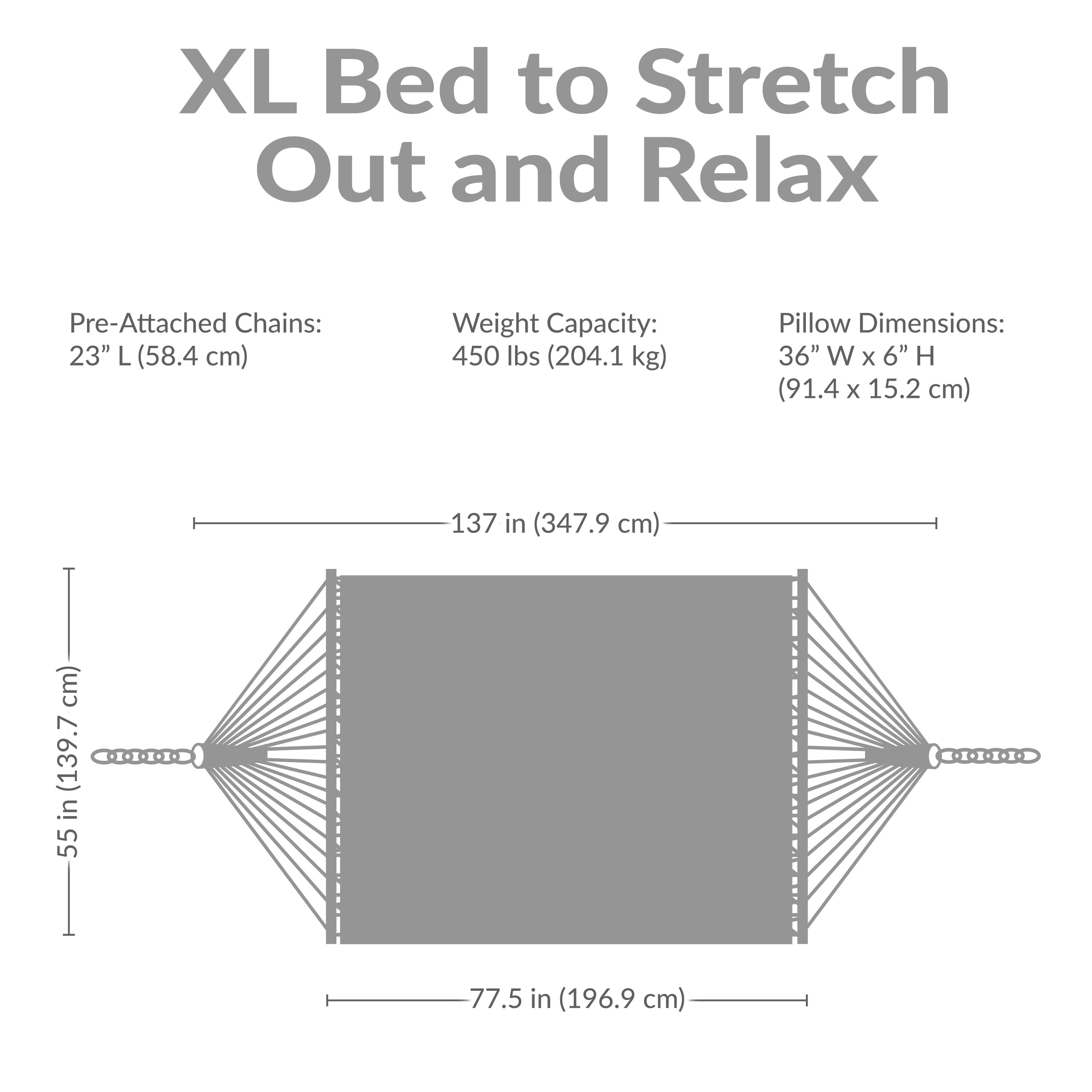 Sunnydaze 2 Person Extra Large Quilted Outdoor Hammock - 77.5
