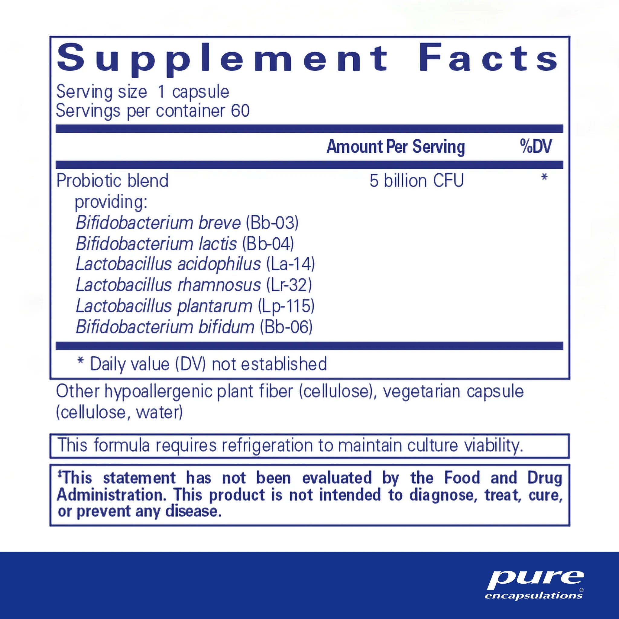 PureProbiotic Supplement - 60 Capsules for Digestive Health & Immune Support - Daily Probiotics for Gut Flora Balance - Perfect for Travel, Stress Relief & Post-Antibiotic Recovery