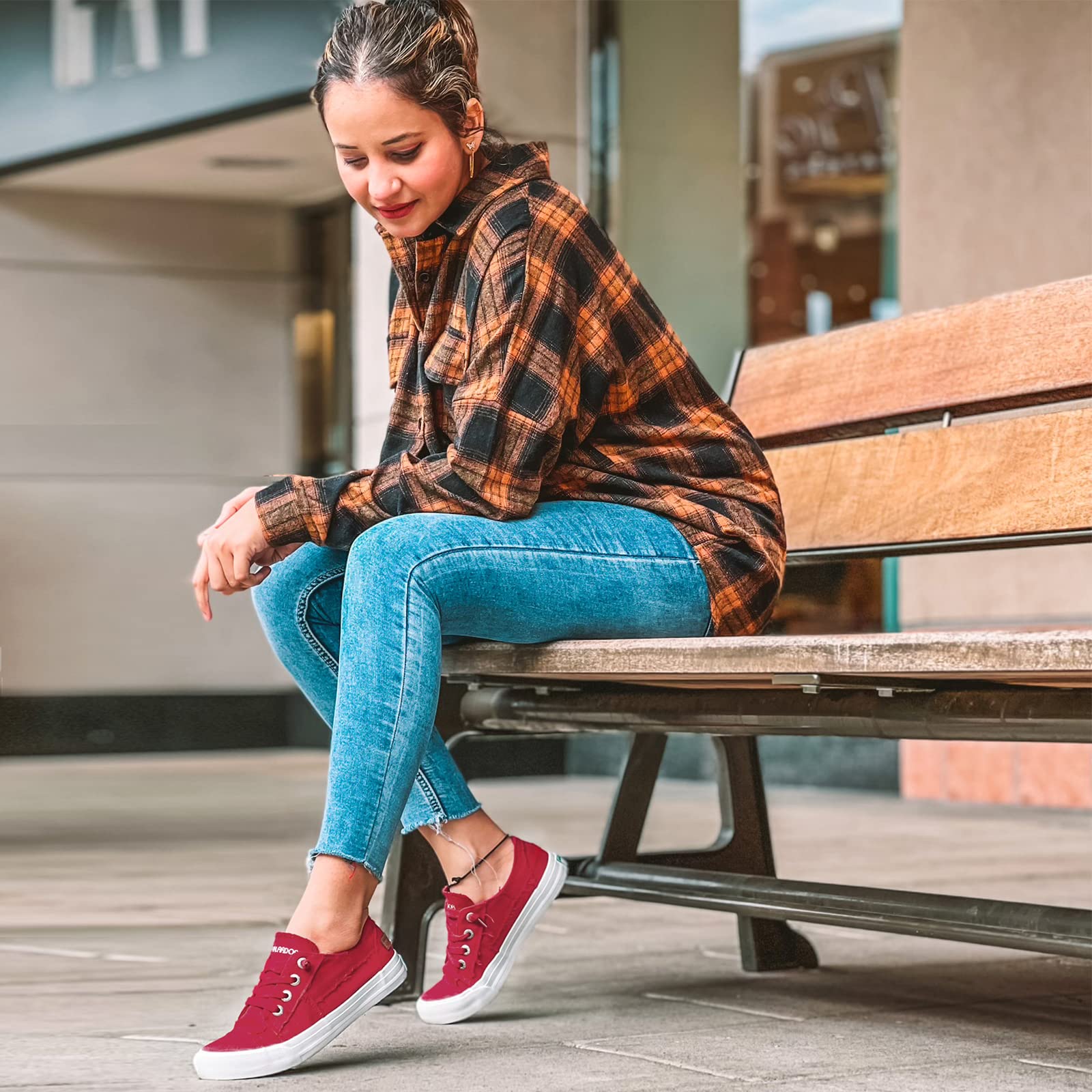 JENN ARDOR Women's Slip-On Canvas Sneakers - Low Top Comfortable Walking Shoes for Casual Outfits & Everyday Wear | Lightweight Flats for Work, Travel, and Running Errands