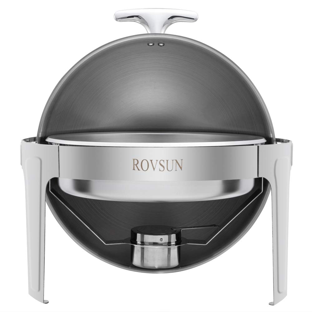 ROVSUN 6 Quart Stainless Steel Chafing Dish Buffet Set - NSF Certified Roll Top Chafer with Food Pan, Water Pan & Fuel Holders - Perfect for Weddings, Parties, Banquets & Catering Events - Keep Food Warm at Buffets, Events & Large Gatherings