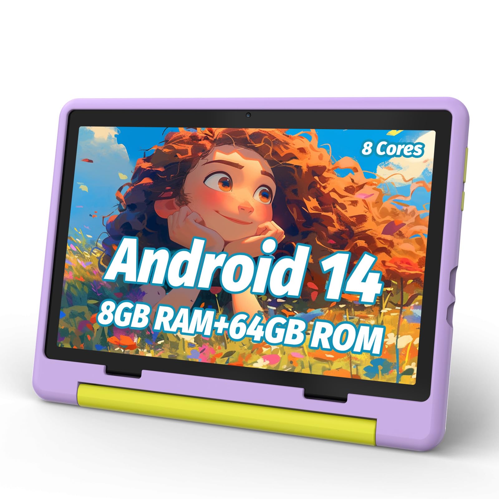 10 Inch Kids Tablet with Android 14 | Octa-Core 64GB Storage (Expandable to 1TB) | WiFi Children's Learning Tablet with Parental Controls & Dual Camera | Includes Protective Case | Perfect Educational Gift for Toddlers & Kids | Ideal for Homeschooling, Travel, and Interactive Learning